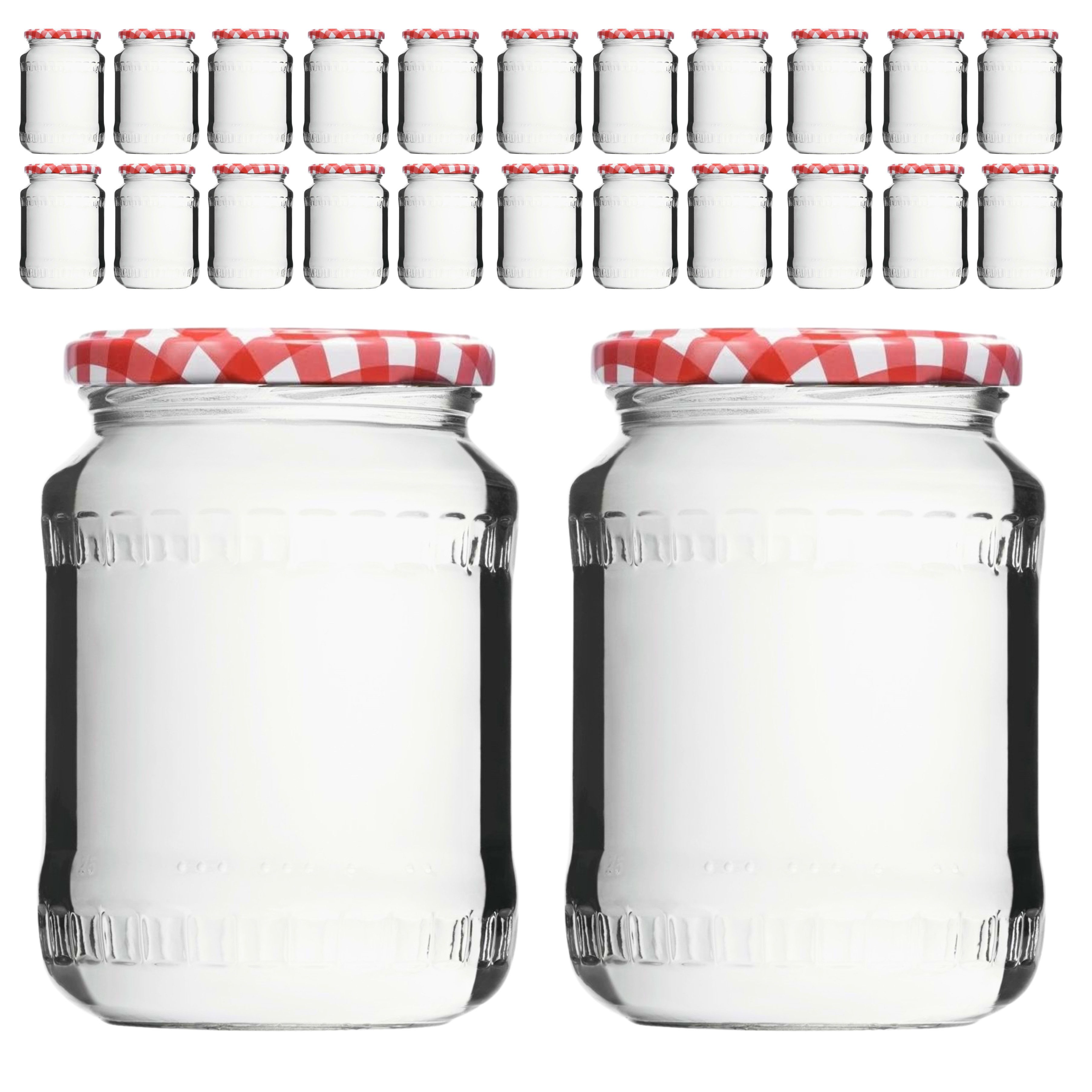 mikken Einmachglas 720ml mit Relief große Einkochgläser Gurkengläser Vorratsgläser, (Set, 24-tlg), luftdicht, zum pasteurisieren geeignet