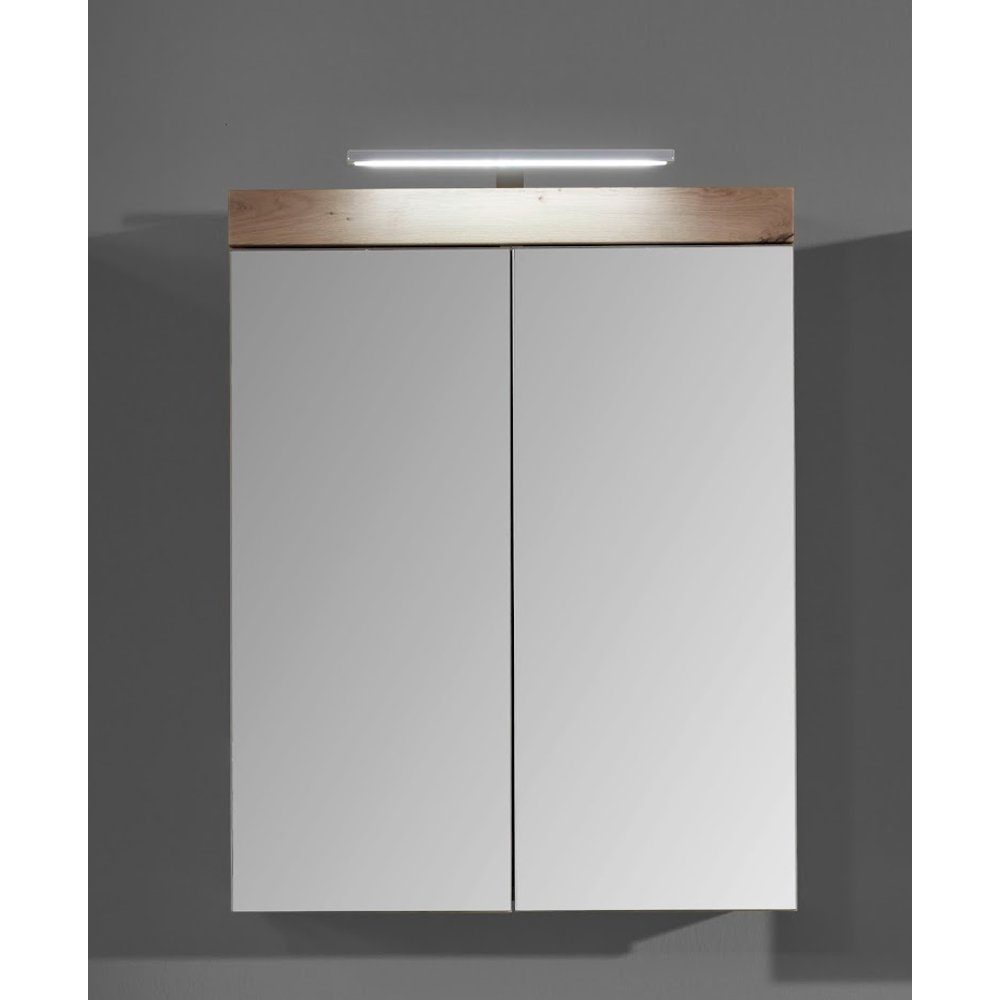 trendteam Spiegelschrank Amanda/Mando Badspiegel Badezimmerspiegel Wandspiegel Beleuchtung Braun 60x77x17cm