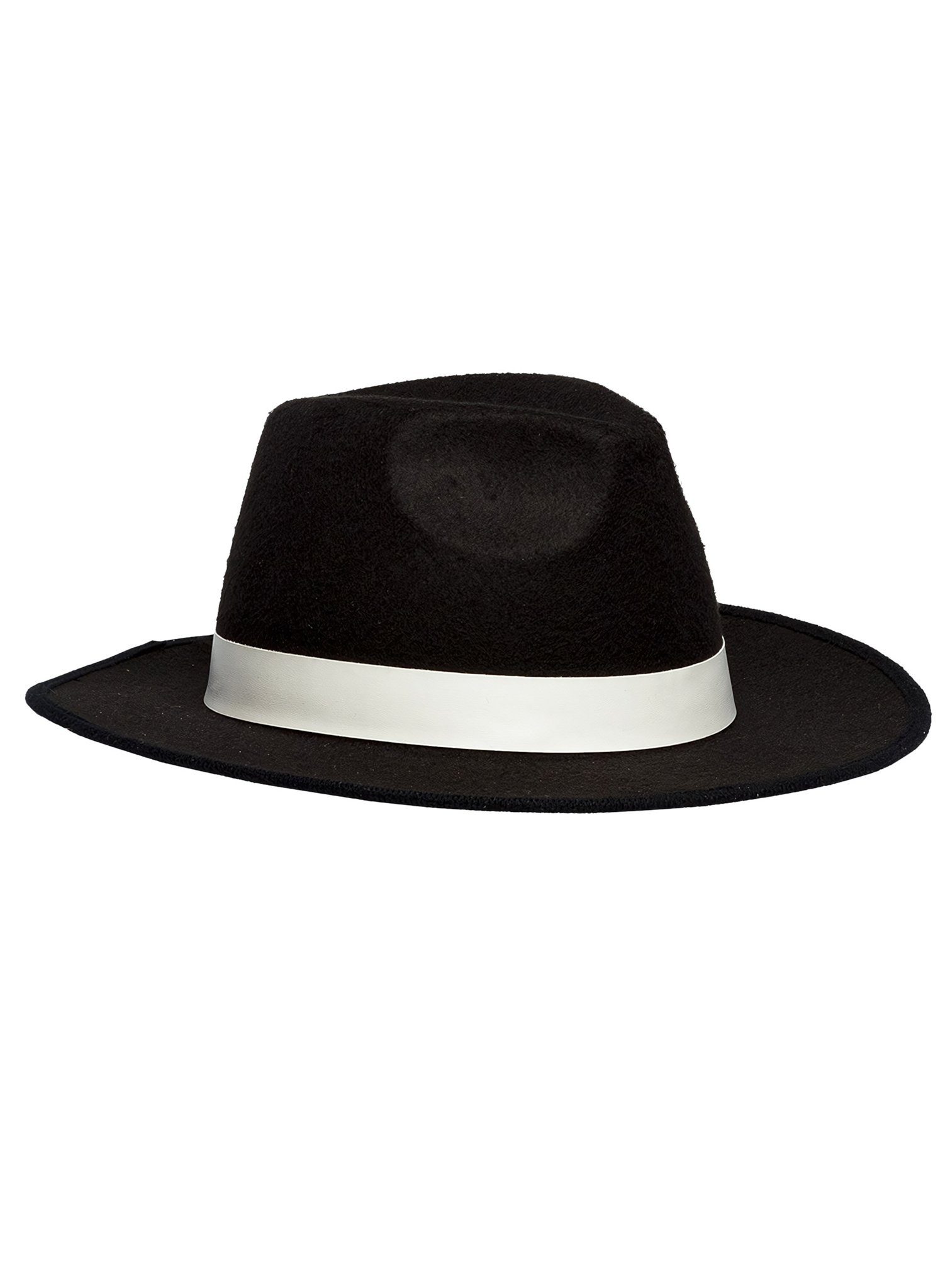 Boland Kostüm Mafia Hut, Schwarzer Fedora mit weißem Hutband im Gangsterloo günstig online kaufen