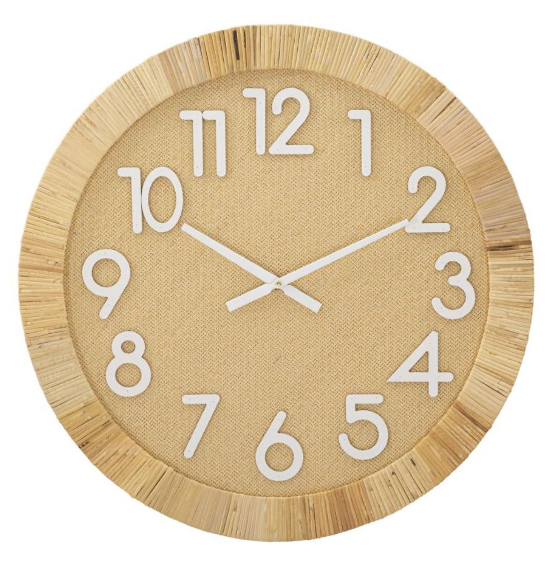 Natur24 Wanduhr Wanduhr Muro 60 x 60 x 4,5 cm MDF Rattan Natur