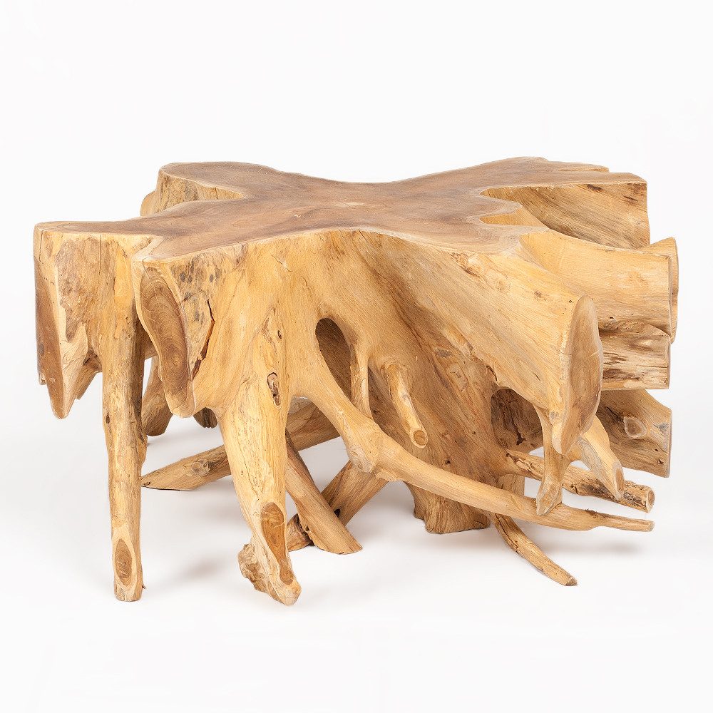 LebensWohnArt Couchtisch Unikat Teak Couchtisch AKAR Natural ca.80cm Natural Beistelltisch