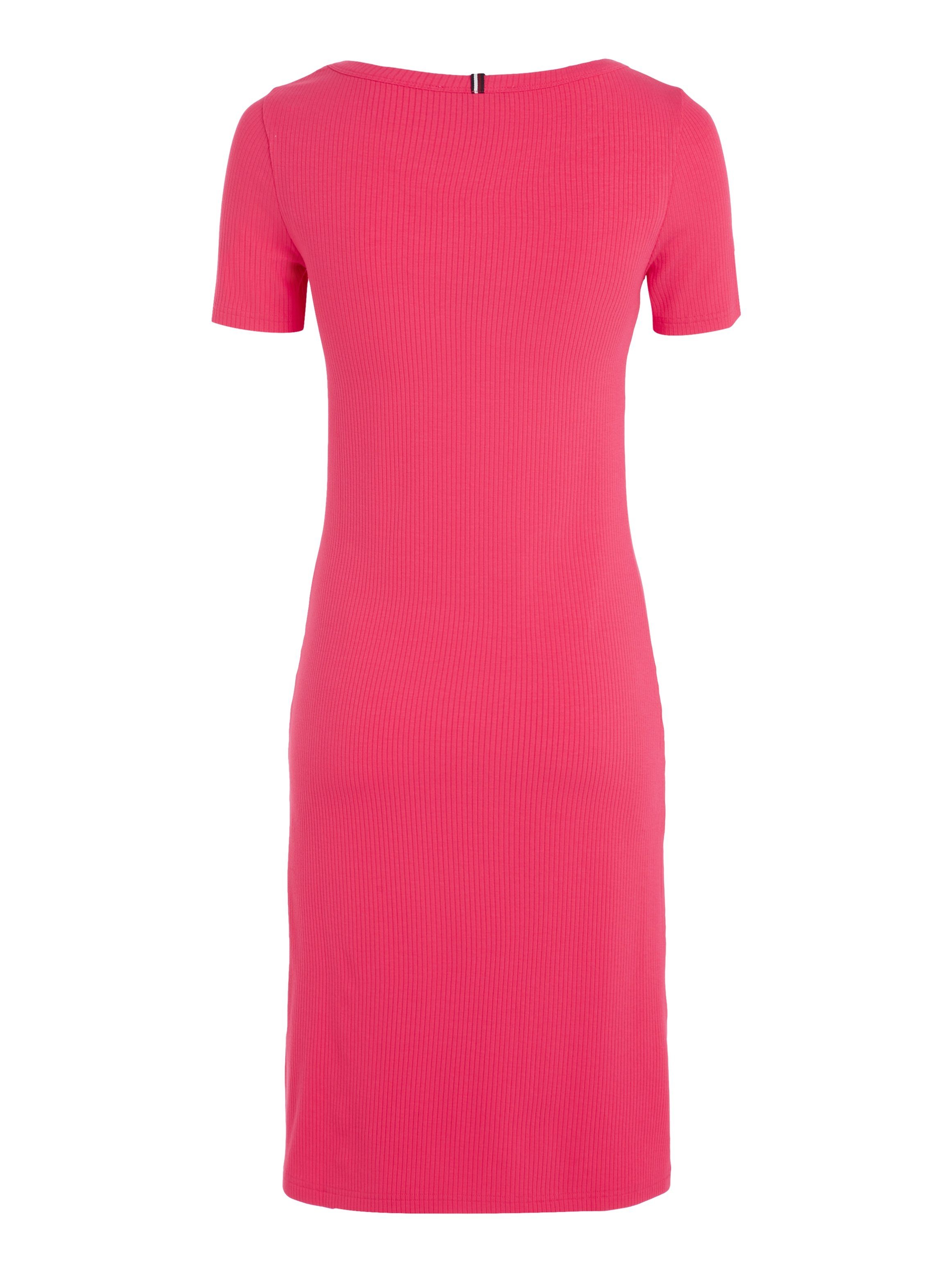 Hilfiger Rippware DRESS KNEE SS REG in 5X2 Bright_Cerise_Pink RIB Tommy modischer Jerseykleid