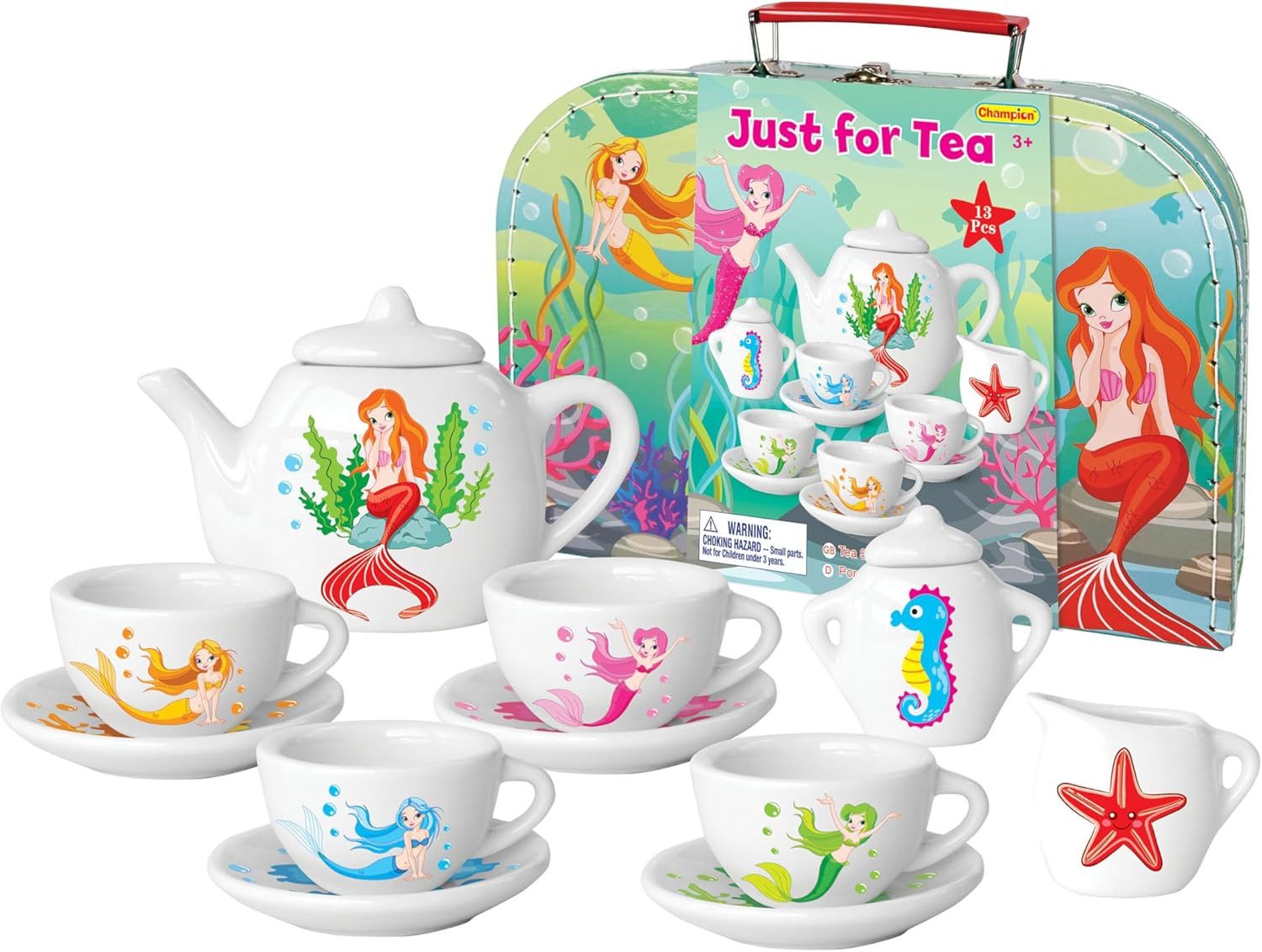 GICO Spielzeug-Arztkoffer Meerjungfrau Teeservice – 13-teiliges Porzellan-Set Koffer - CH12094