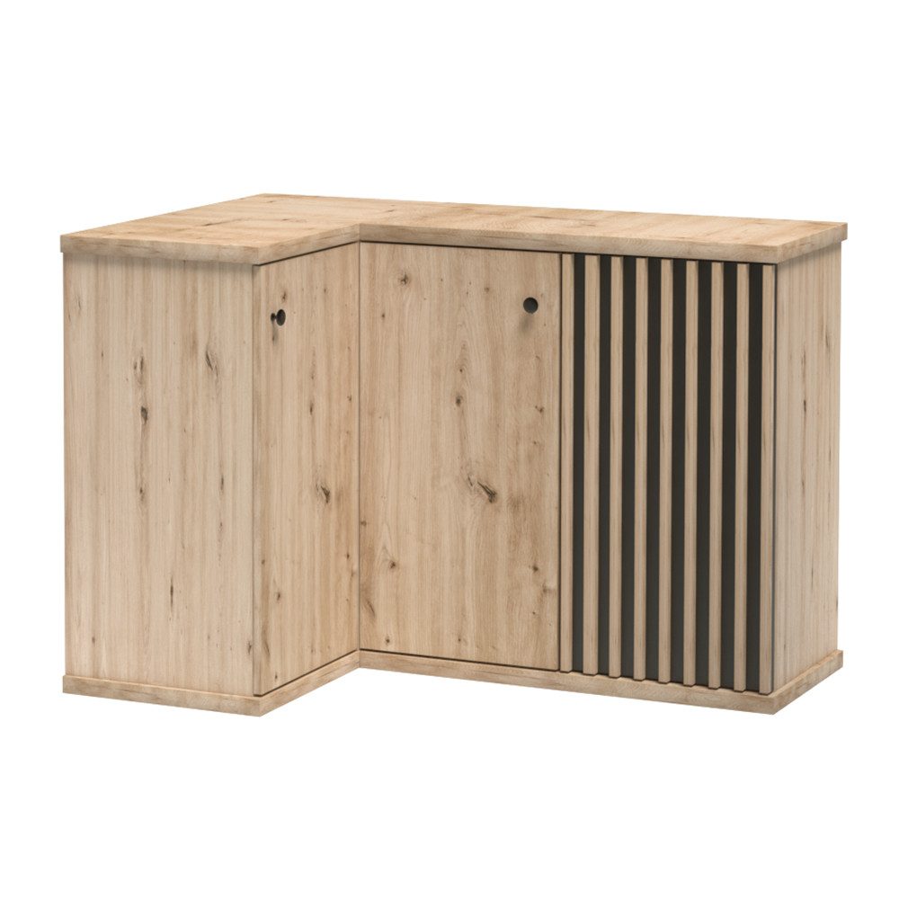 Lomadox Kommode CALLAO-161, Eiche mit schwarz, Kommode, Anrichte mit 3 Türen