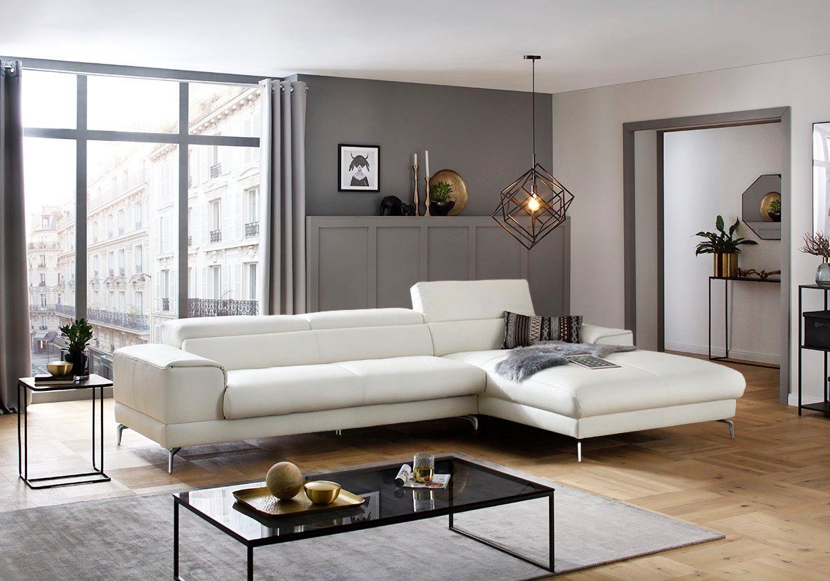 W.SCHILLIG Ecksofa piedroo, Designsofa mit tollem Sitzkomfort, elegant und bequem, L-Form, Kopfteilverstellung, wahlweise mit Sitztiefenverstellung, Breite 343cm