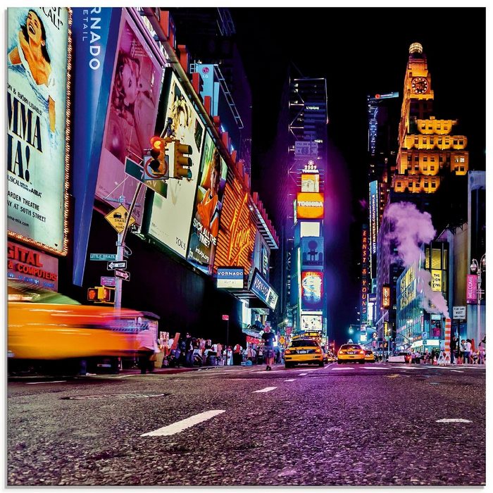 Artland Glasbild New York Nachtleben Amerika (1 St) in verschiedenen Größen