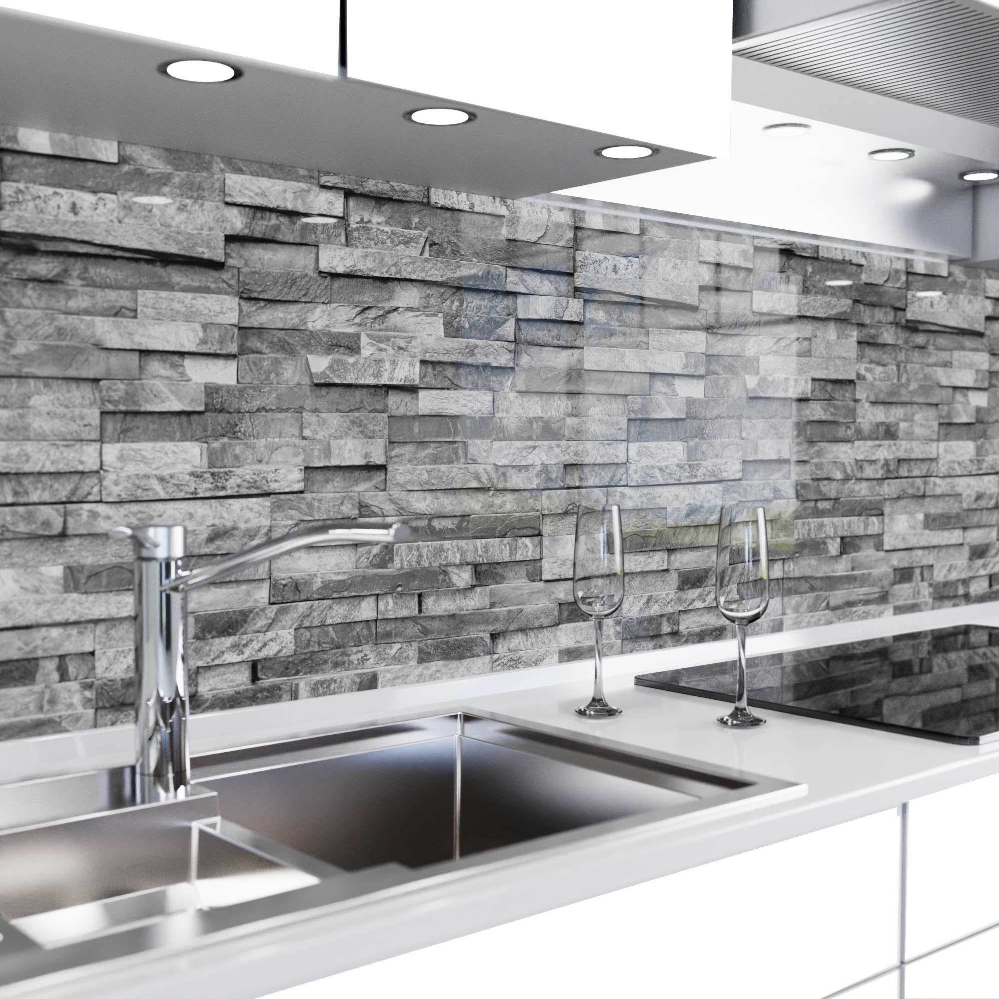 danario Küchenrückwand Folie selbstklebend - Matt - Spritzschutz Küche - versteift & robust