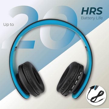 PowerLocus Authentisches Klangerlebnis Headset (Angzeitkomfort mit weicher Memory-Schaum-Ohrpolster, Praktisches Over-Ear-Design für unterwegs, Stabile, kabellose Freiheit mit 13 m Reichweite, faltbares Design)