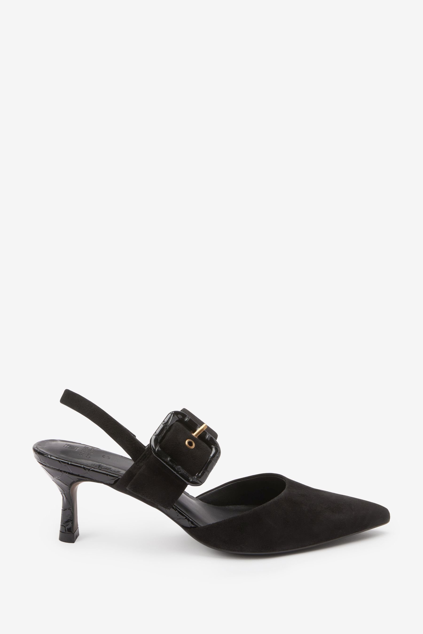 Next Schuh aus Leder mit Schnallendetails Slingpumps (1-tlg) Black