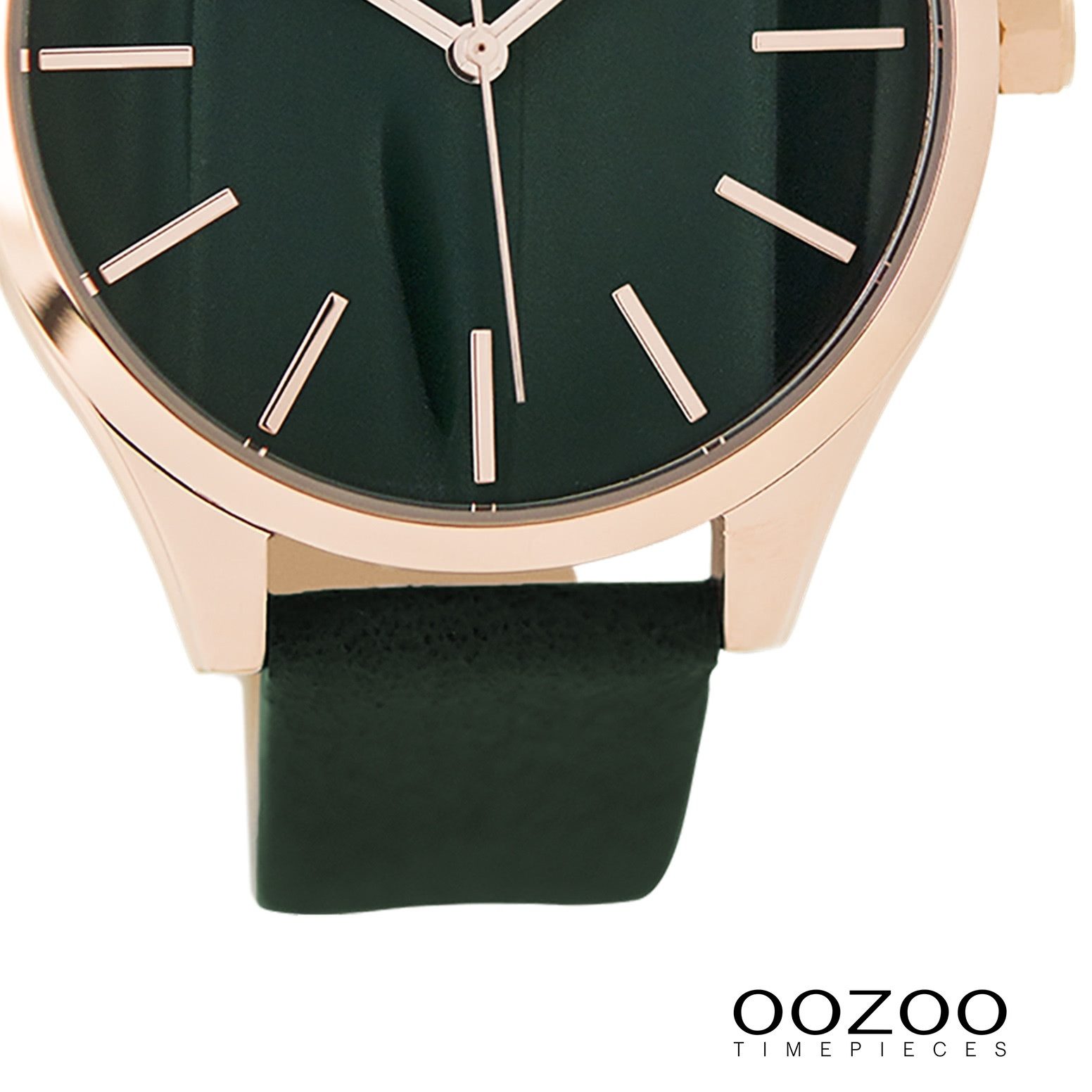 OOZOO Quarzuhr Oozoo Damen Armbanduhr schwarz Analog, (Analoguhr), Damenuhr rund, groß (ca. 42mm) Lederarmband, Casual-Style