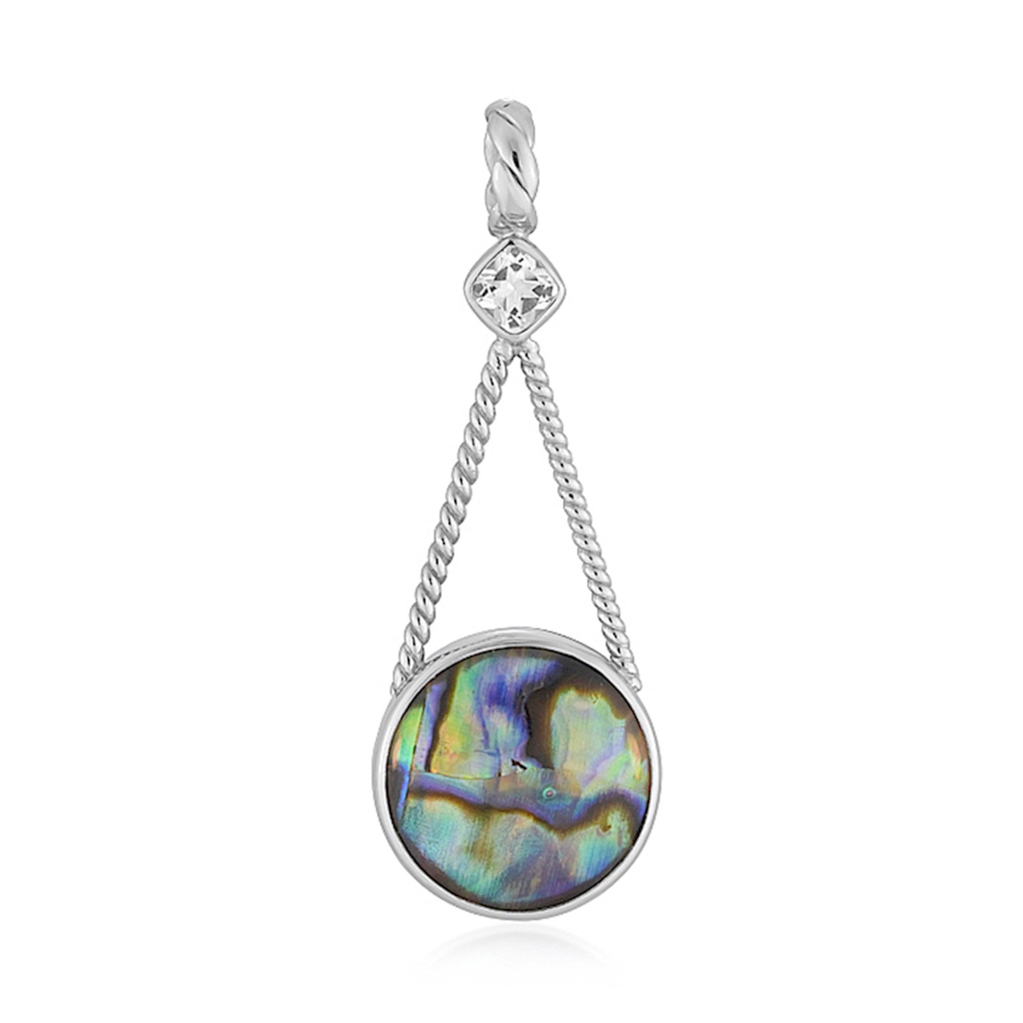 Kettenanhänger Cavill 925er Silber Anhänger mit Abalone & 0,45 ct Topas, blau-grün