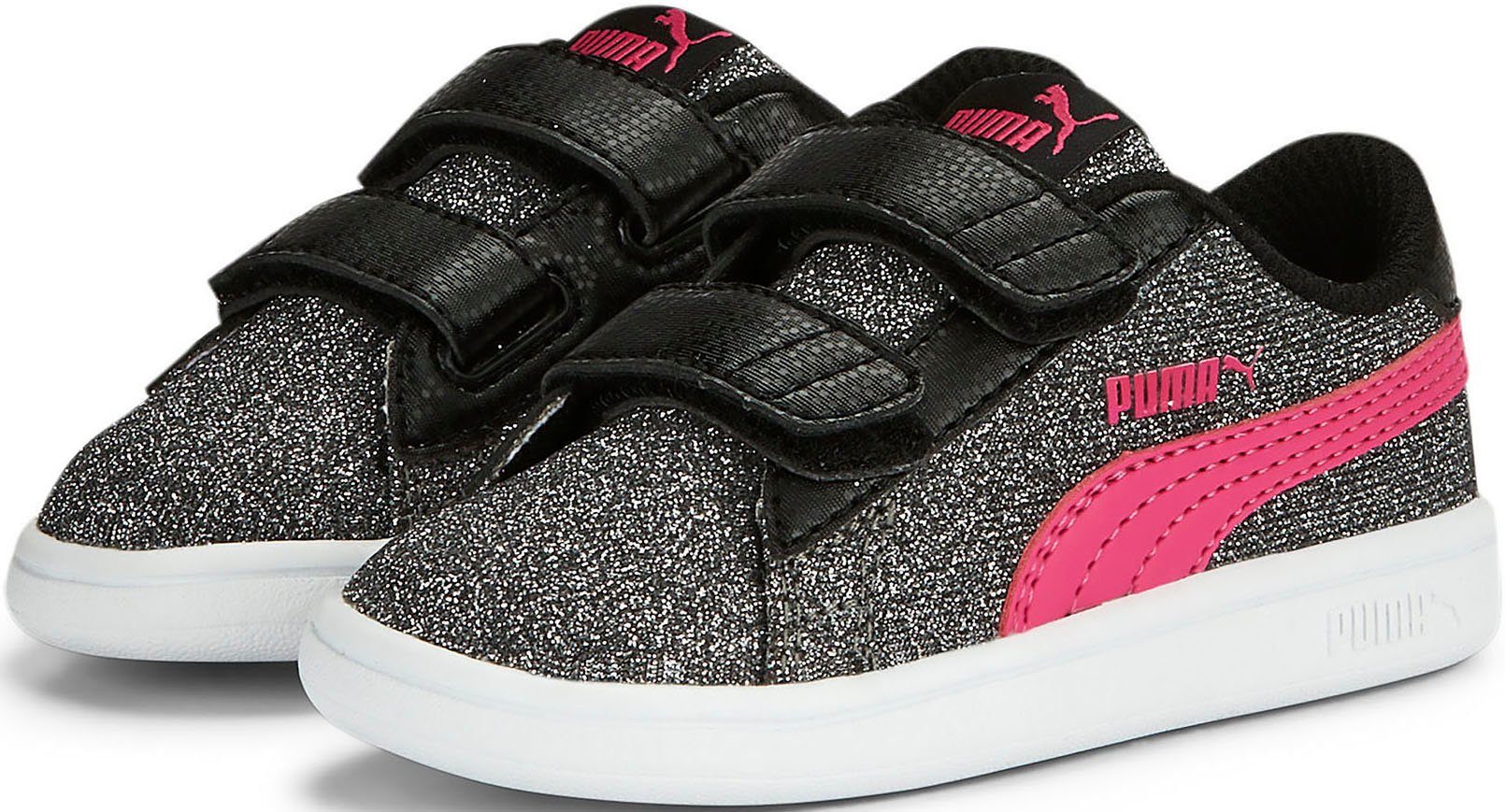PUMA Puma Smash v2 V Inf Klettverschluss Sneaker mit schwarz-pink Glitz