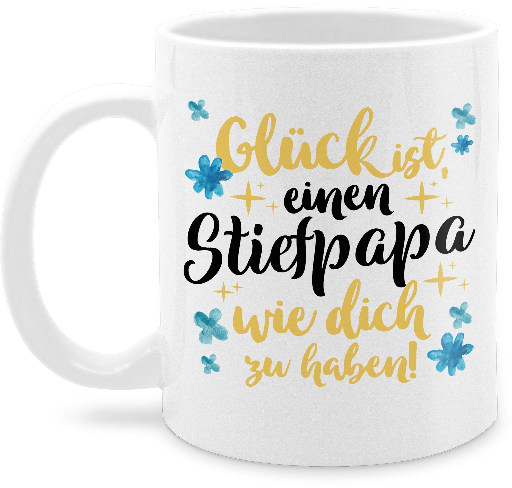 Shirtracer Tasse Glück ist, einen Stiefpapa wie dich zu haben I Bonuspapa, Keramik, Geschenk Vatertag Kaffeetasse 3 Weiß