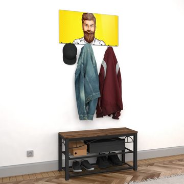 Primedeco Garderobenpaneel Magnetwand und Memoboard aus Glas Mann mit Tättowierungen