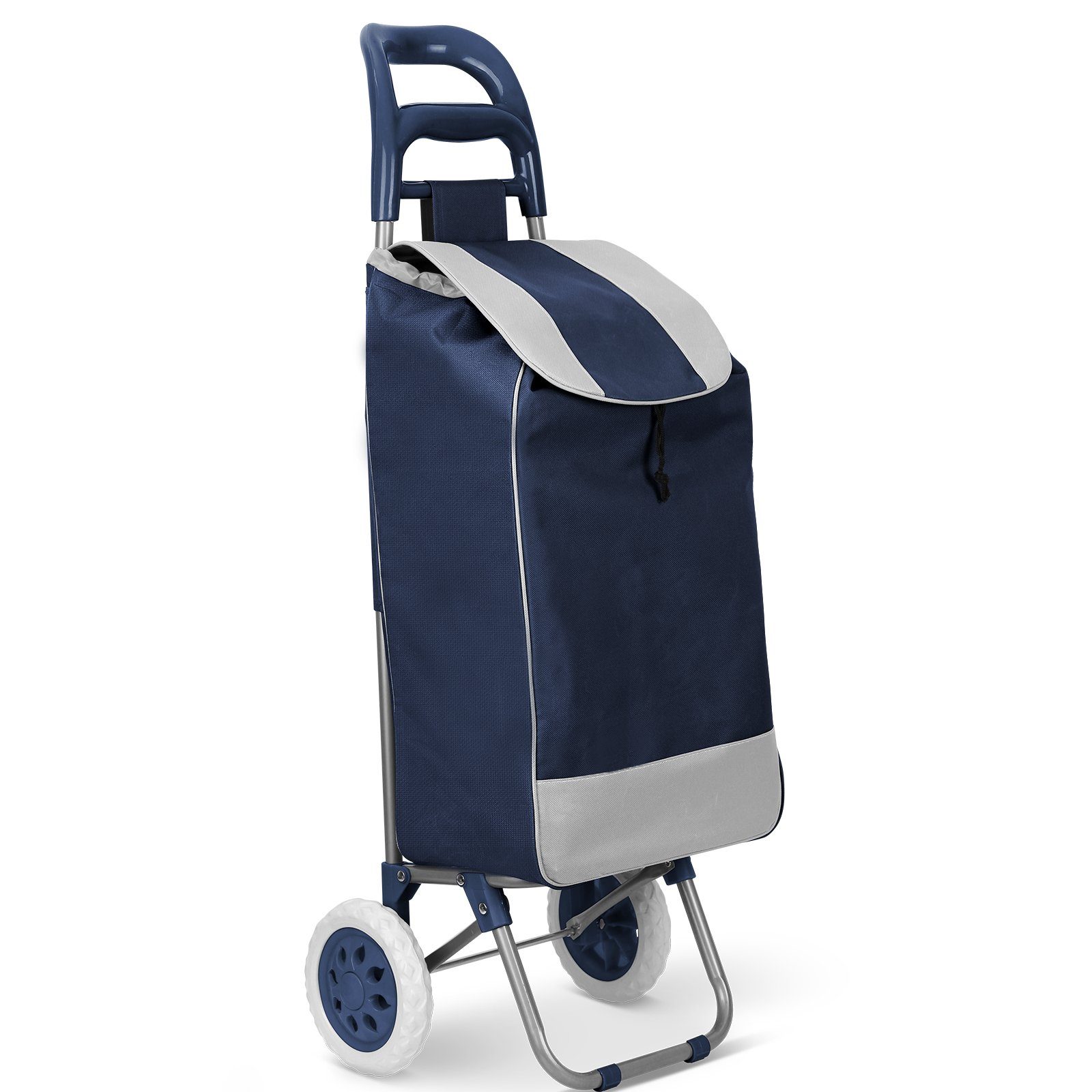 HOMELUX Einkaufstrolley klappbar, Stabiler Einkaufswagen, große Kapazität, multifunktional, 44 l, Handwagen mit Rollen, abnehmbare Tasche, Backgrid Navy