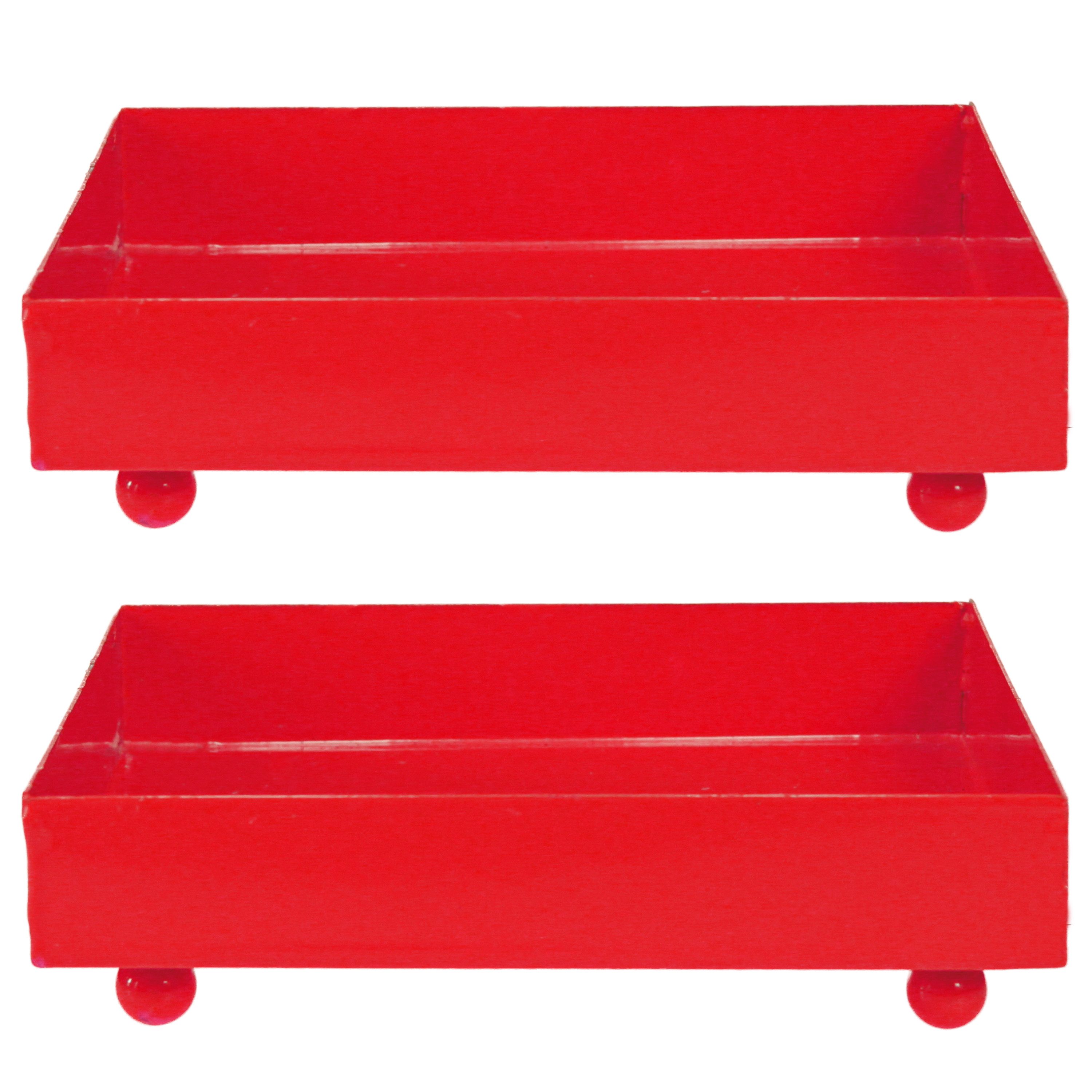 Viana Dekotablett Deko Tablett Rot 15×15cm Metall, Modern, 2er Set, 2 Stück