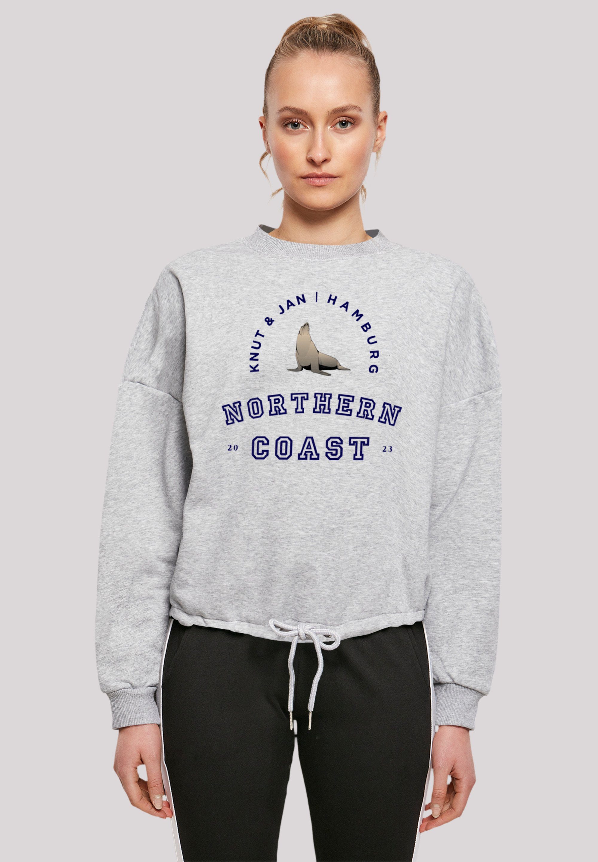 F4NT4STIC Sweatshirt Robbe Knut & Jan Hamburg Print heather grey