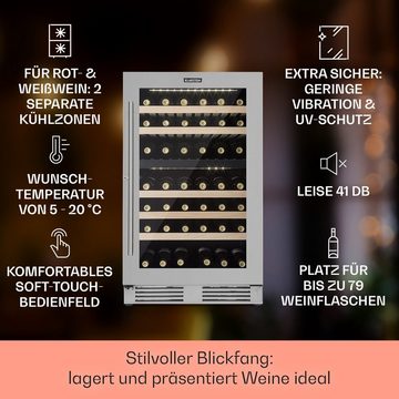 Klarstein Weinkühlschrank Vinovilla Duo79, für 79 Standardflaschen á 0,75l,2 Zonen Wein Flaschenkühlschrank Weintemperierschrank Weinschrank