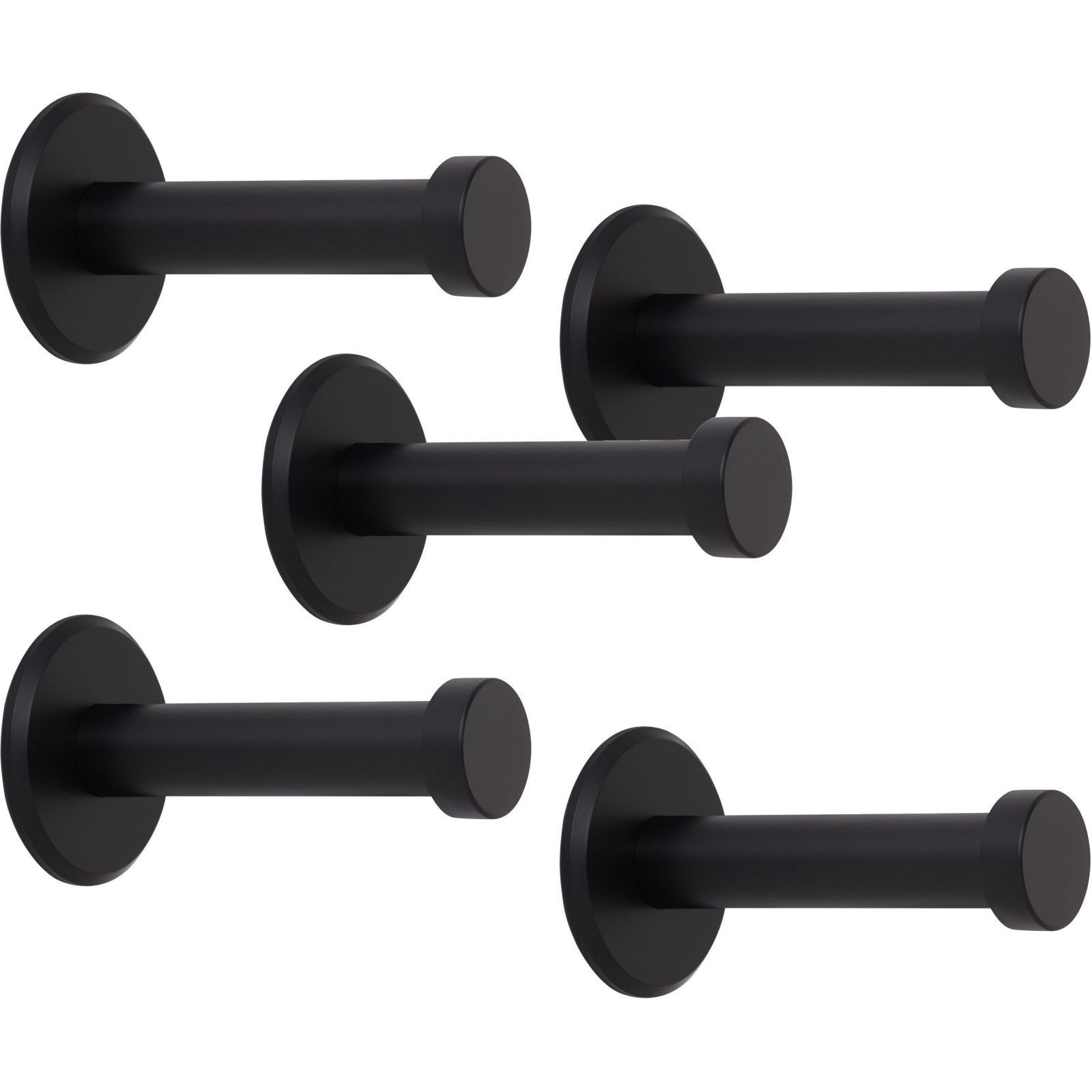 SO-TECH® Kleiderhaken Garderobenhaken TALEA Edelstahl massiv inkl. Montagematerial, (5-St), Ø 10 / 15 mm, Länge 50 mm, Gesamtlänge 53 mm, schwarz elox