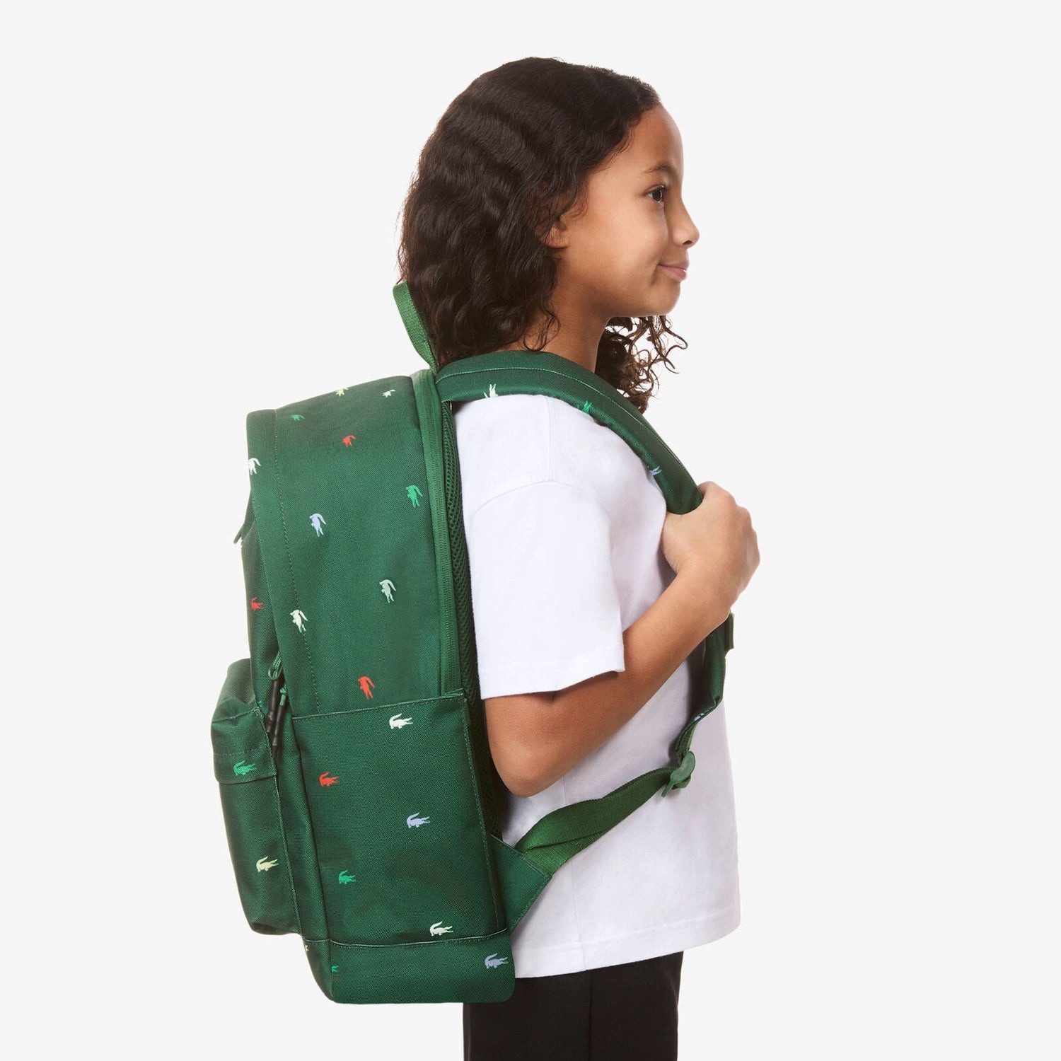 Lacoste Kinderrucksack LACOSTE Kids Rucksack Grün mit allover Krokodil - Print 43cm x 31cm x