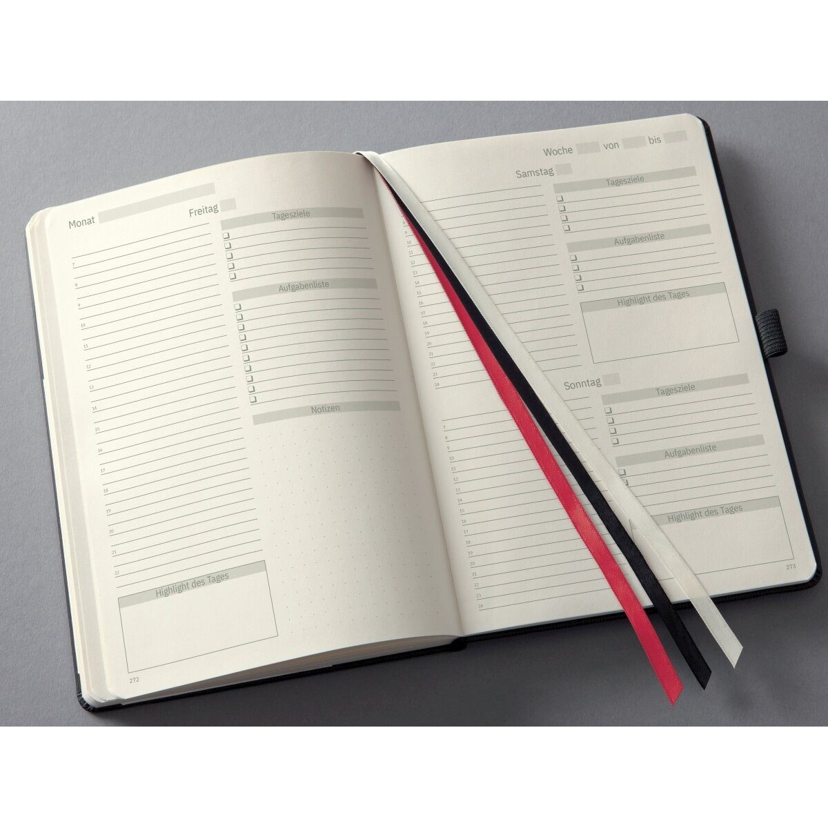 Sigel Buchkalender Tagesplaner Conceptum undatiert (DE) ca. A5 Hardcover 1 Tag/Seite blac