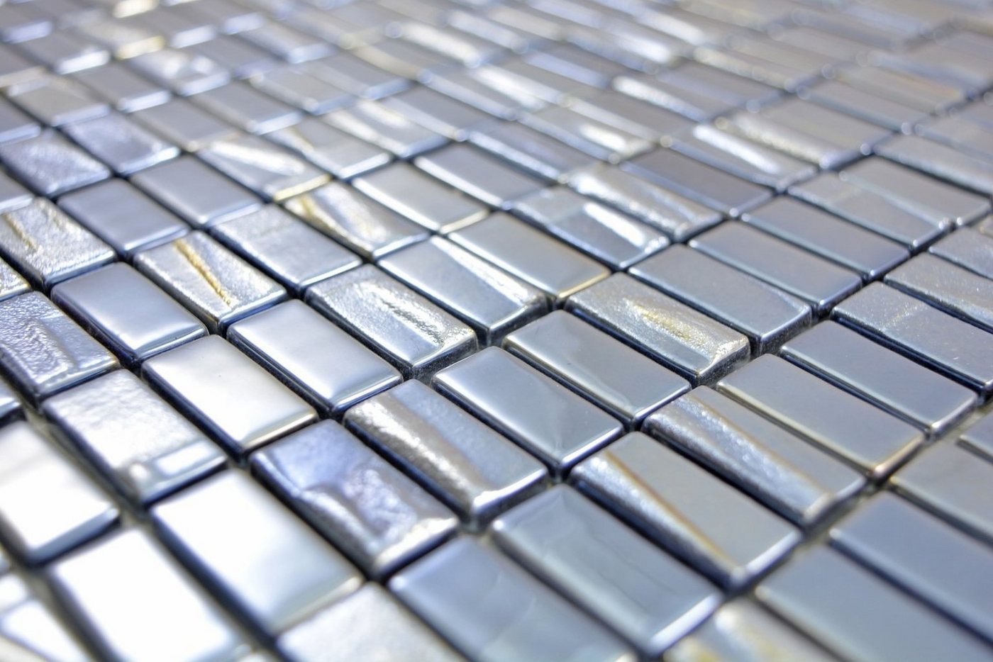 Thumbnail - Mosani Mosaikfliesen Glasmosaik Nachhaltiger Wandbelag Recycling Rechteck anthrazit schwarz