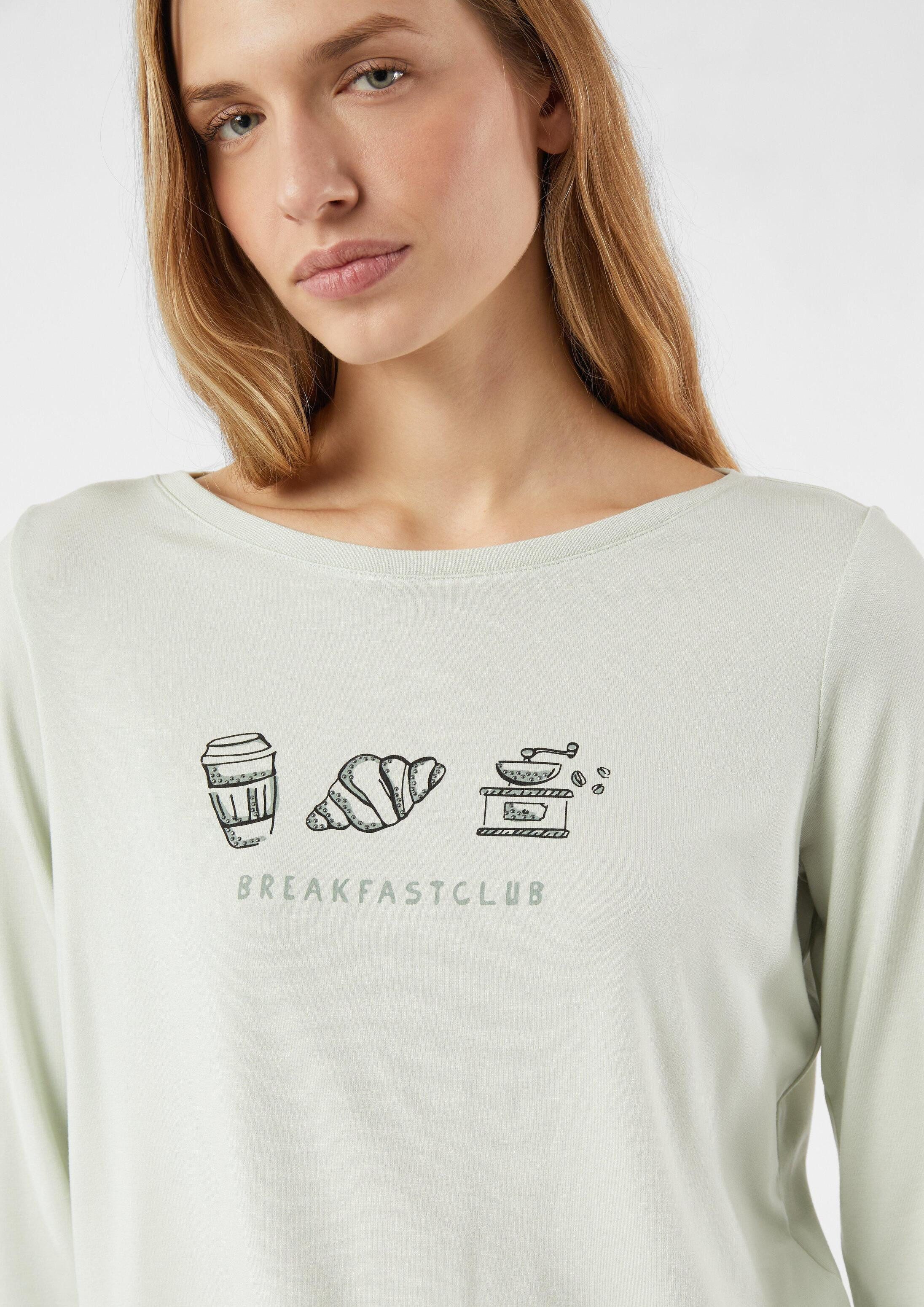 comma 3/4-Arm-Shirt T-Shirt Jersey-T-Shirt mit 3/4-Ärmeln und Frontprint