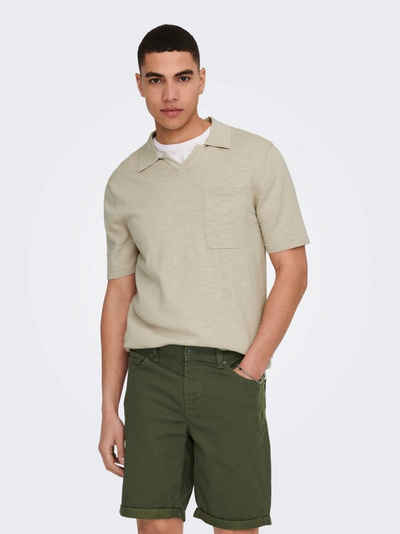 ONLY & SONS Poloshirt Einfarbiges Polo Hemd aus Baumwolle Kurzarm Shirt ONSACE 5025 in Beige