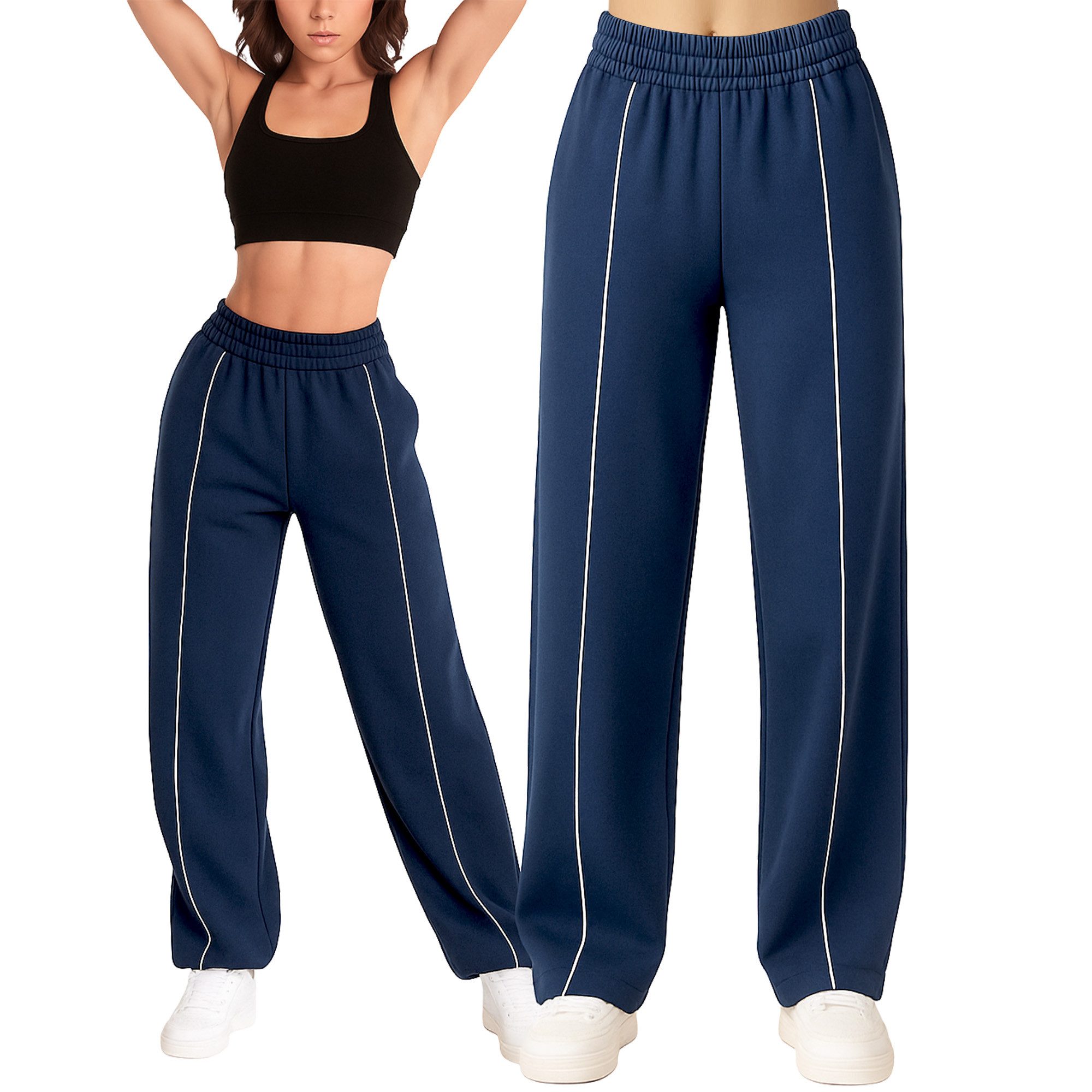 Smilodox Jogginghose Damen Siara, Bequeme Freizeithose mit Seitentaschen Trainingshose mit verstellbarem Beinabschluss
