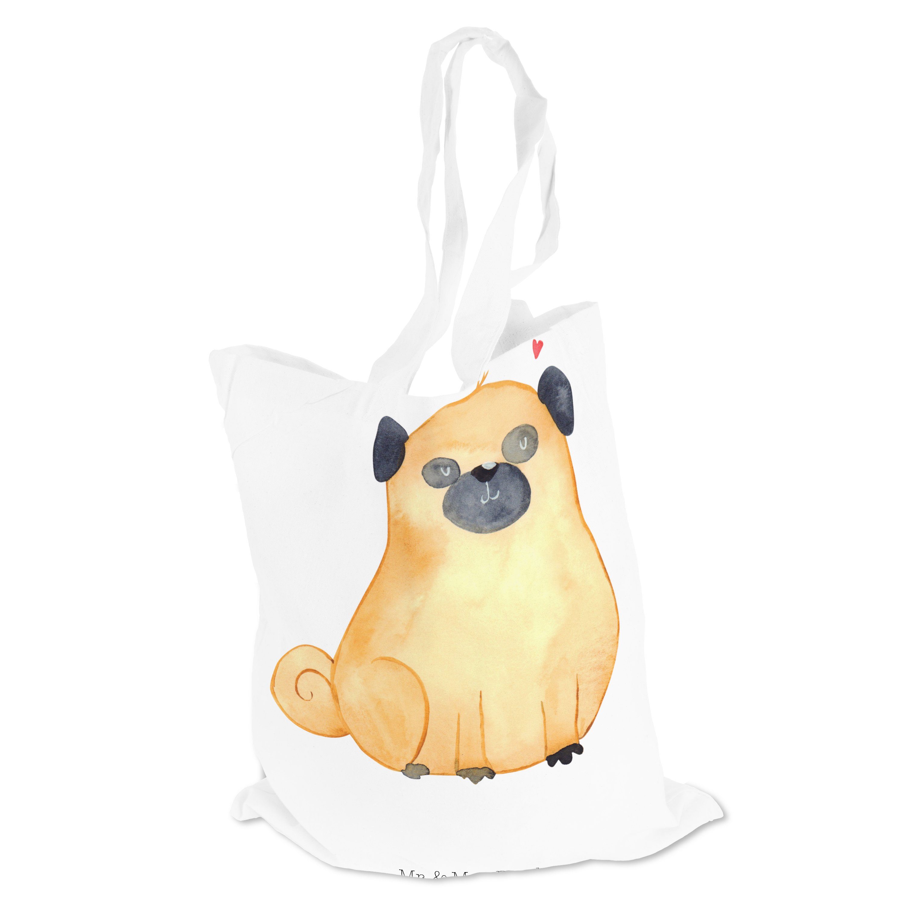 Mr. & Mrs. Panda Tragetasche - Geschenk, (1-tlg) Mops - Weiß Beutel, Hundeliebe, Einkaufstasche, knuffig