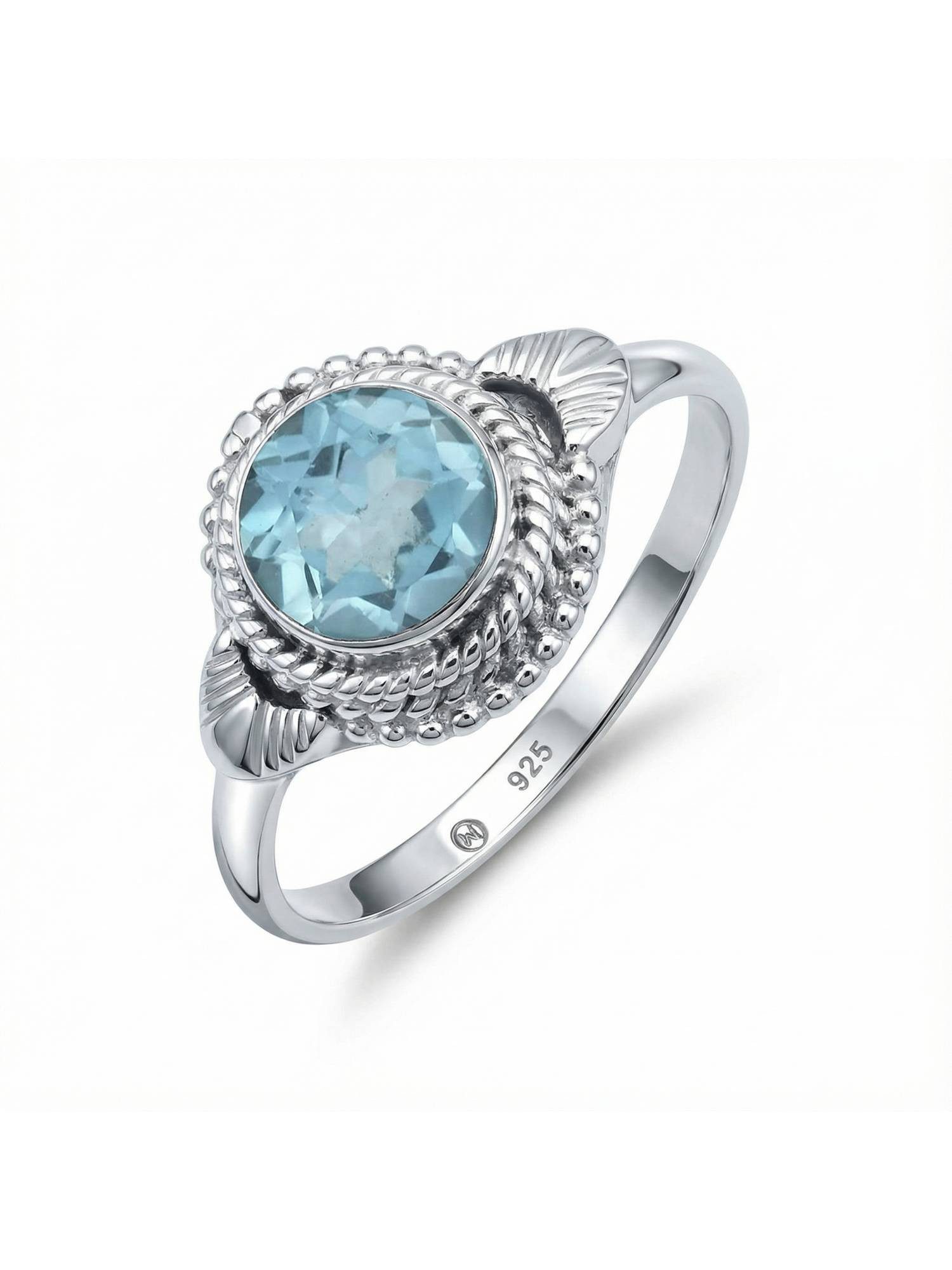 Silberring MANAIA aus 925 Silber mit blau Topas