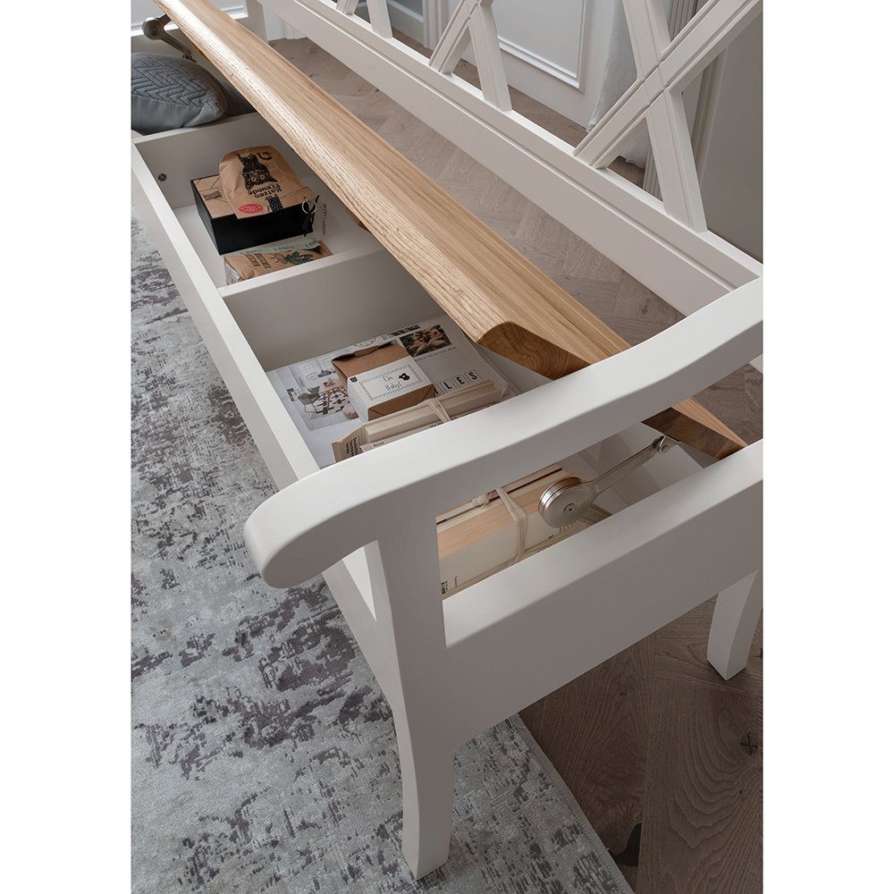 Lomadox Sitzbank ESBJERG-69, 180cm, Kiefer weiß lackiert mit Eiche geölt, Landhausstil
