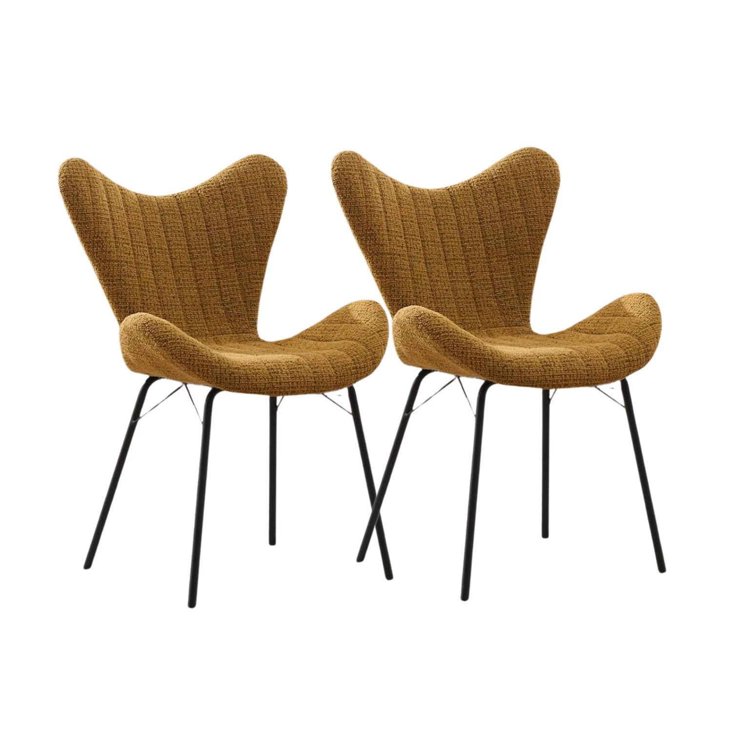 WAHSON OFFICE CHAIRS Esszimmerstuhl Esszimmerstühle 2er Set Küchenstühle aus Chenille mit Metallgestell