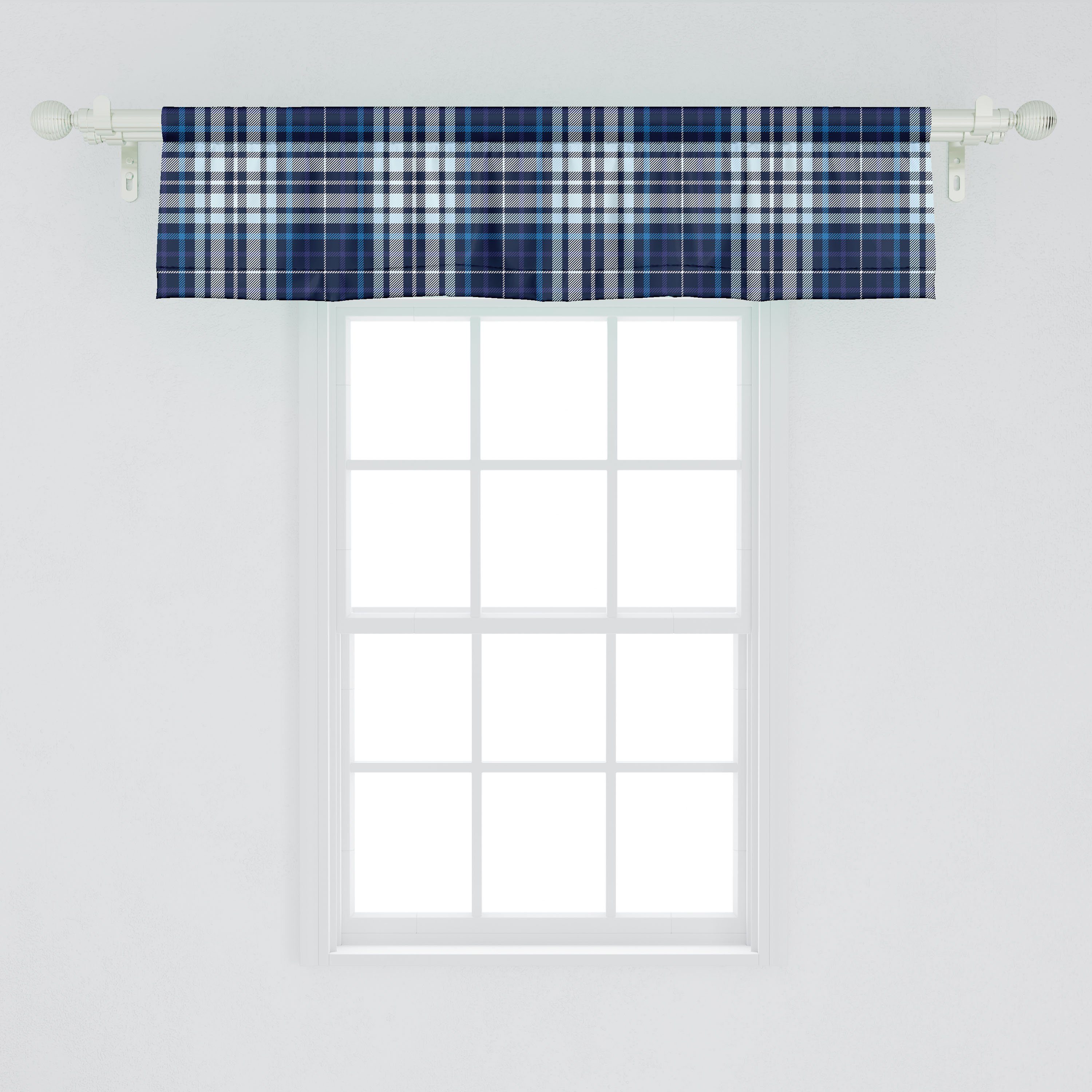 Scheibengardine Vorhang Volant für Küche mit Microfaser, Dekor Abstrakte Schlafzimmer Stangentasche, Marine-Plaid geometrische Kunst Abakuhaus