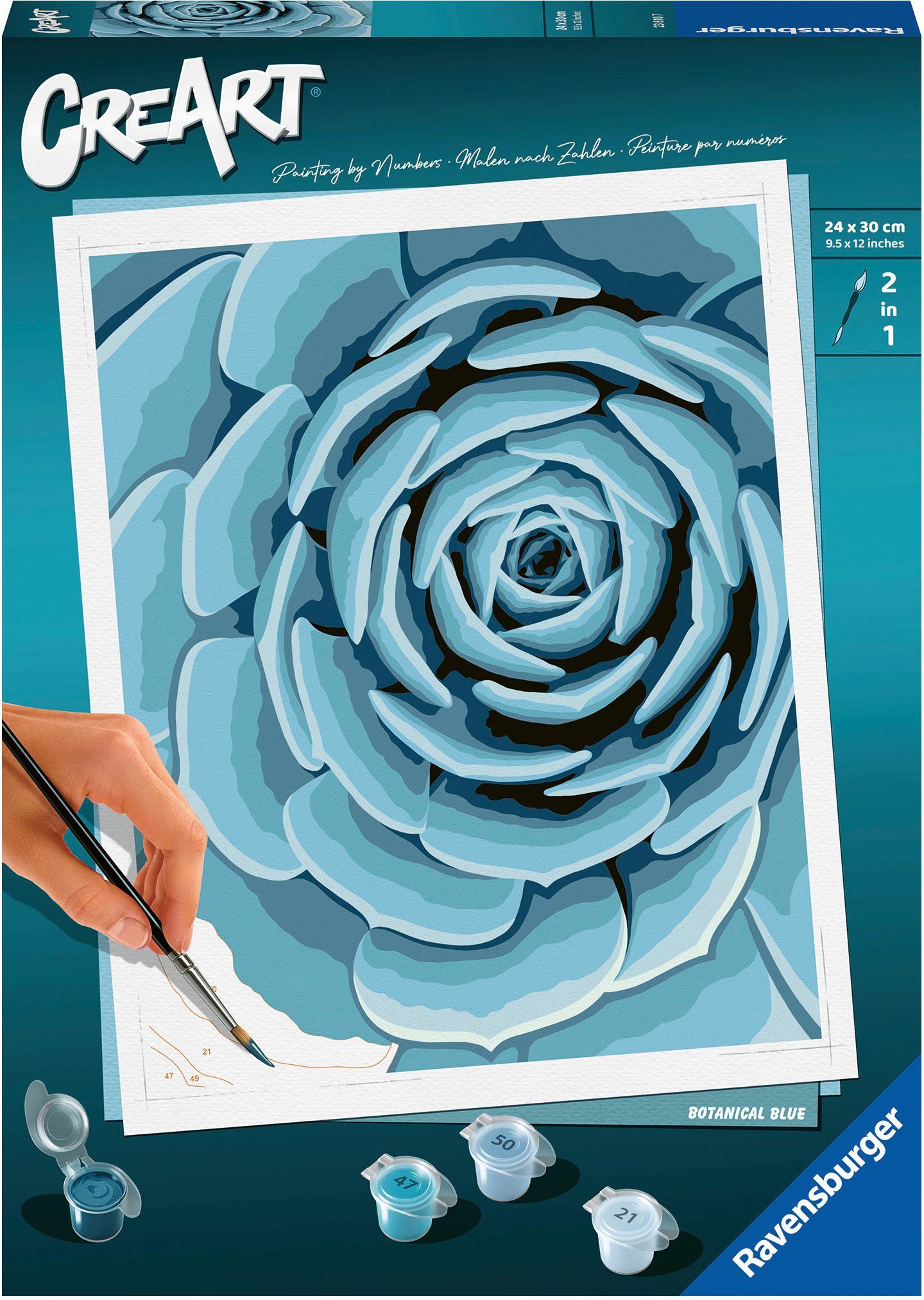 Ravensburger Раскрась по номерам CreArt, Botanical Blue, Made in Europe