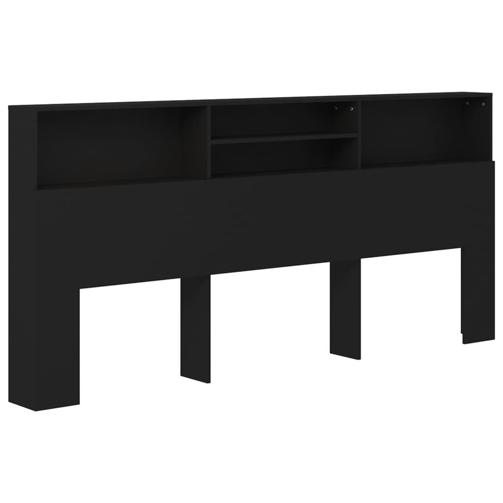 vidaXL Bett Kopfteil mit Ablagen Schwarz 220x19x103,5 cm (1-tlg)