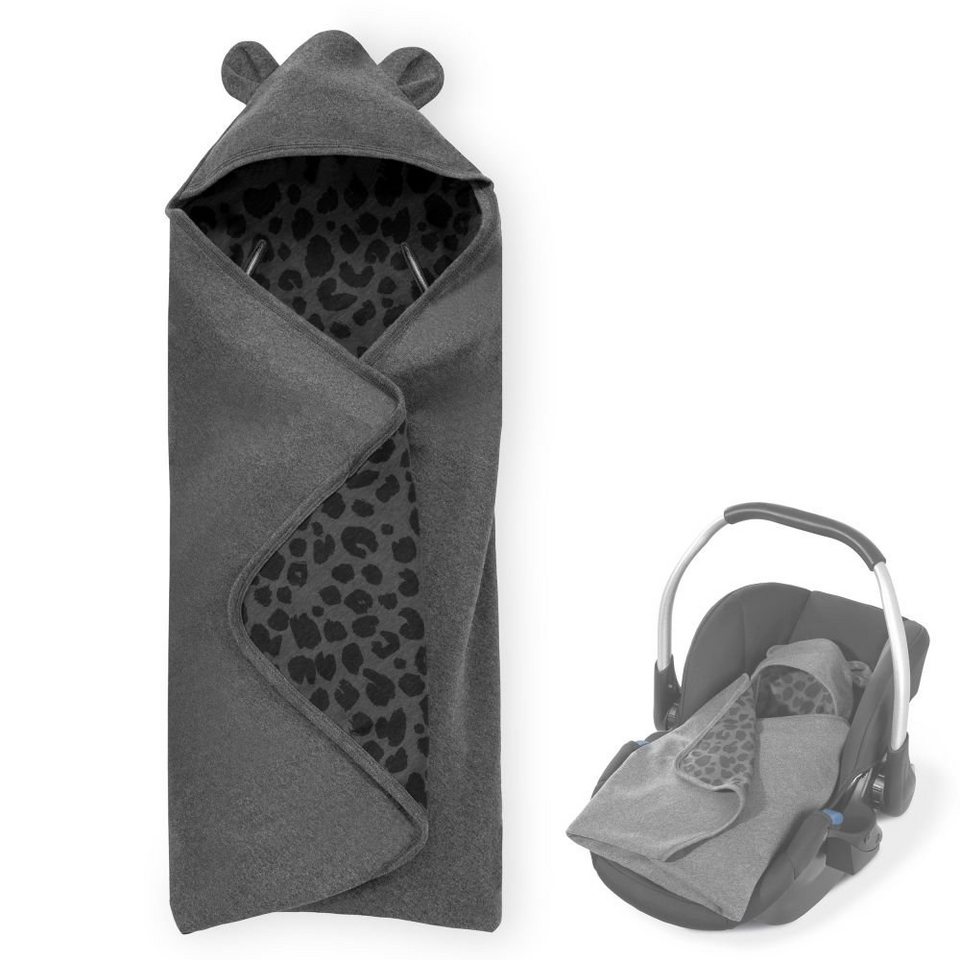 Snuggle & 5-Punkt-Gurtsysteme für 3- mit großer grau, Dream leo Einschlagdecke, Auch mit passend Babydecke Hauck, N Gurtöffnung Kapuze, extra Baby