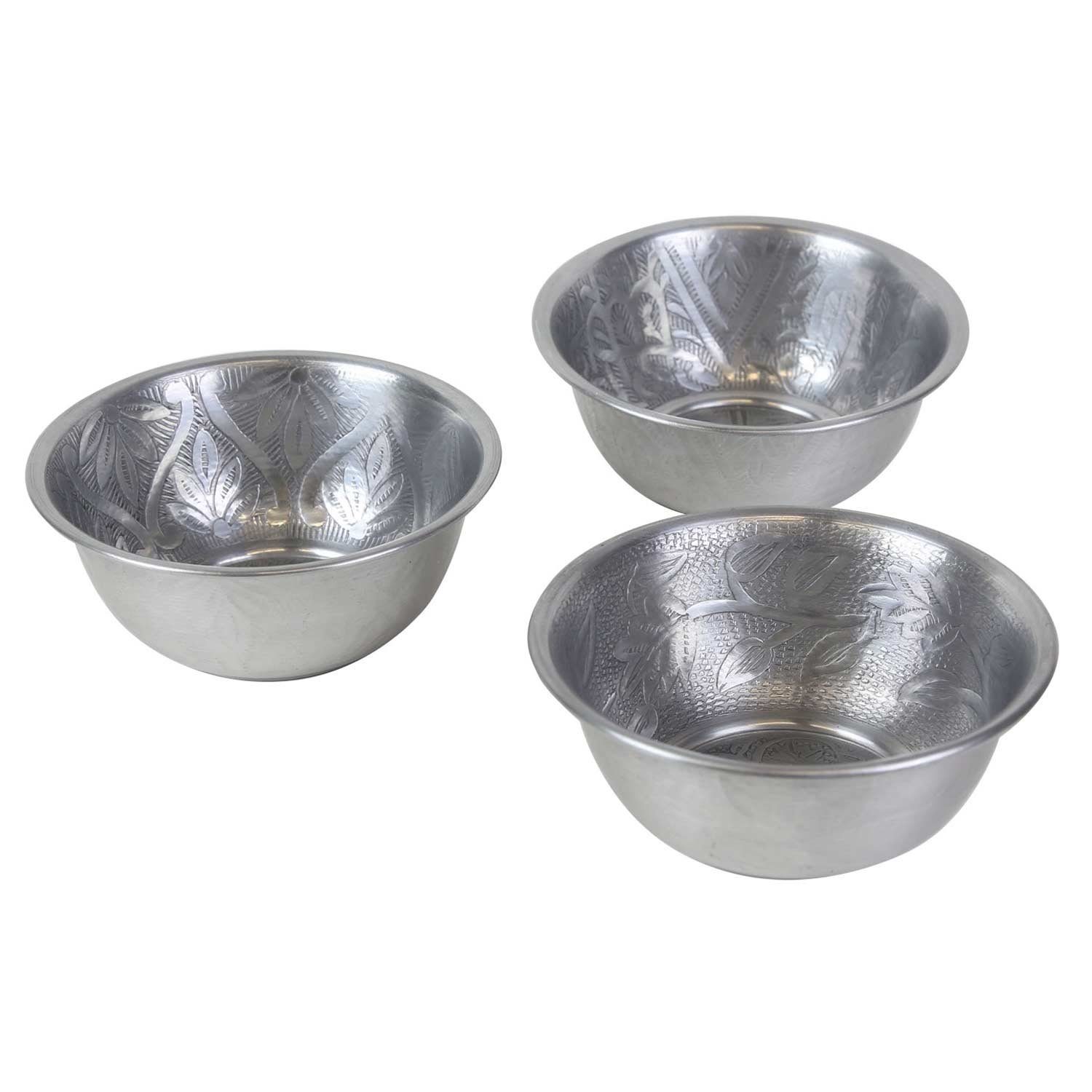 Casa Moro Dekoschale Orientalische Deko Schale Indra 3er Set Ø 12 cm rund Silber (Dipschale Snackschale aus Aluminium gehämmert, 3 St), mit Hammerschlag Optik, Tischdeko Wohn-Deko TSV33