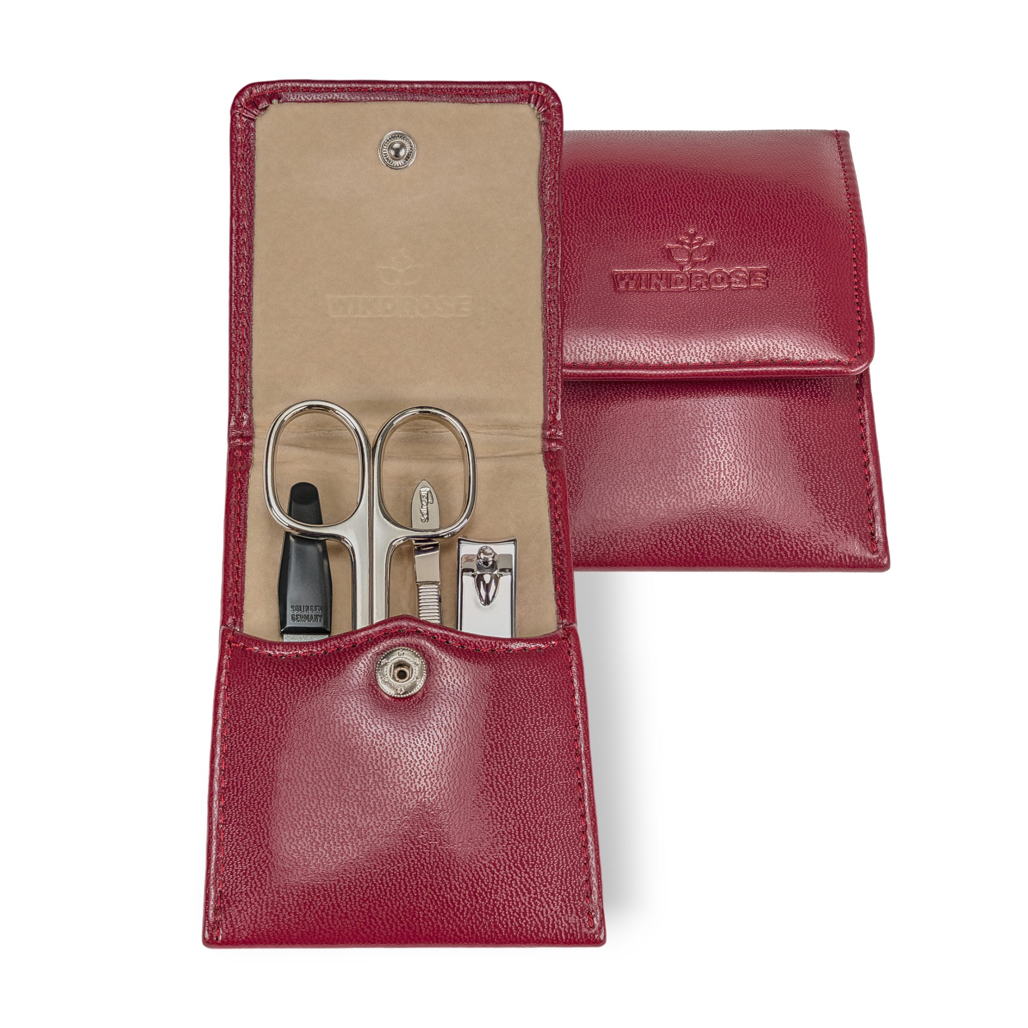 WINDROSE Maniküre-Etui 4-teiliges Maniküretui Merino / Merino Moda, Bestückung aus dem Hause Becker/Solingen