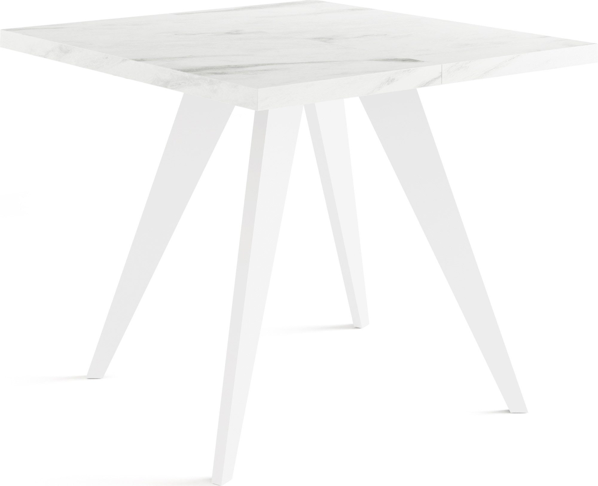 WFL GROUP Esstisch Quadro ausziehbar quadratisch loft mit weißen Holzbeinen (MADE IN EU, erhältlich in zwei Größen – 100/100 cm, ausziehbar auf 150/200 cm), platzsparender Tisch für kleine Küche, Esszimmer oder Wohnzimmer