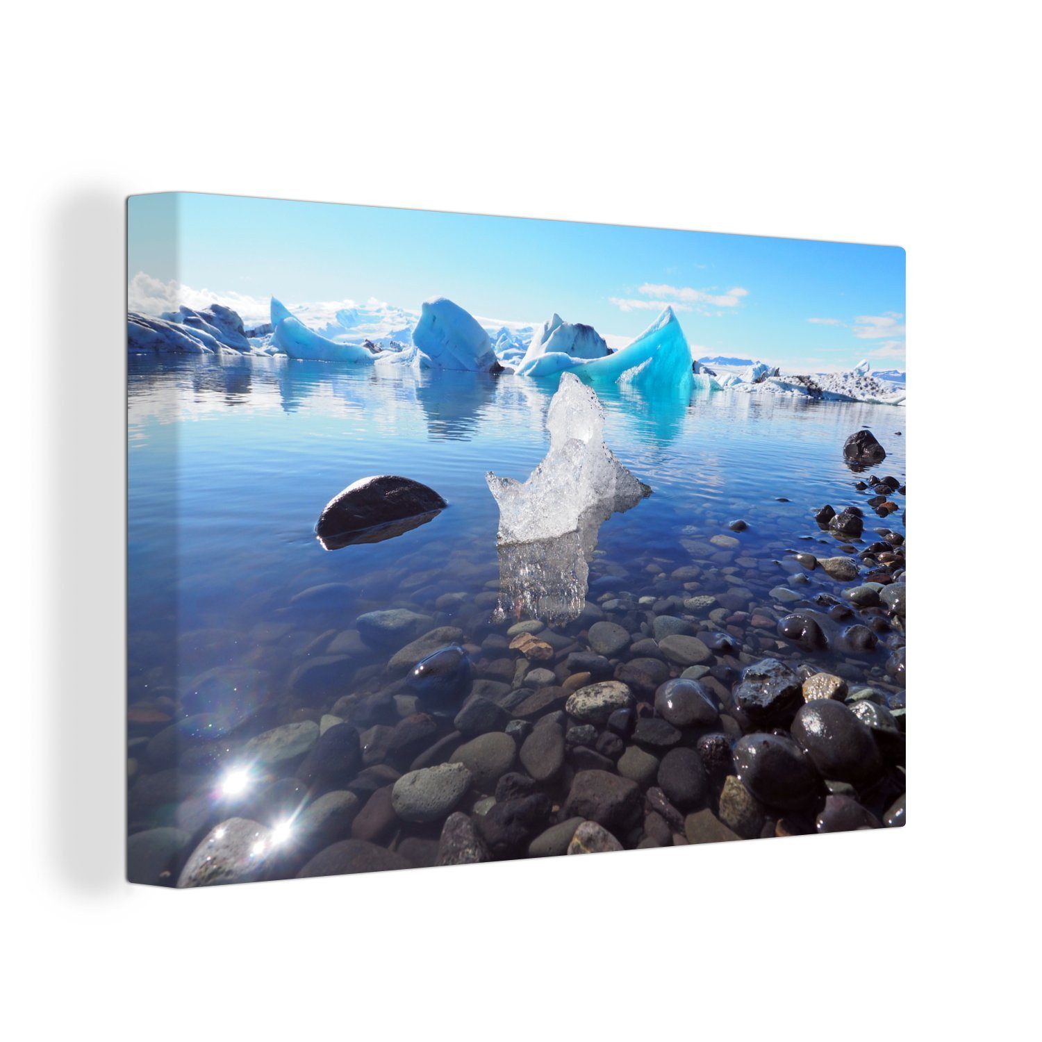 OneMillionCanvasses® Leinwandbild Eisberge im Vatnajökull-Nationalpark in Island, (1 St), Wandbild Leinwandbilder, Aufhängefertig, Wanddeko, 30x20 cm