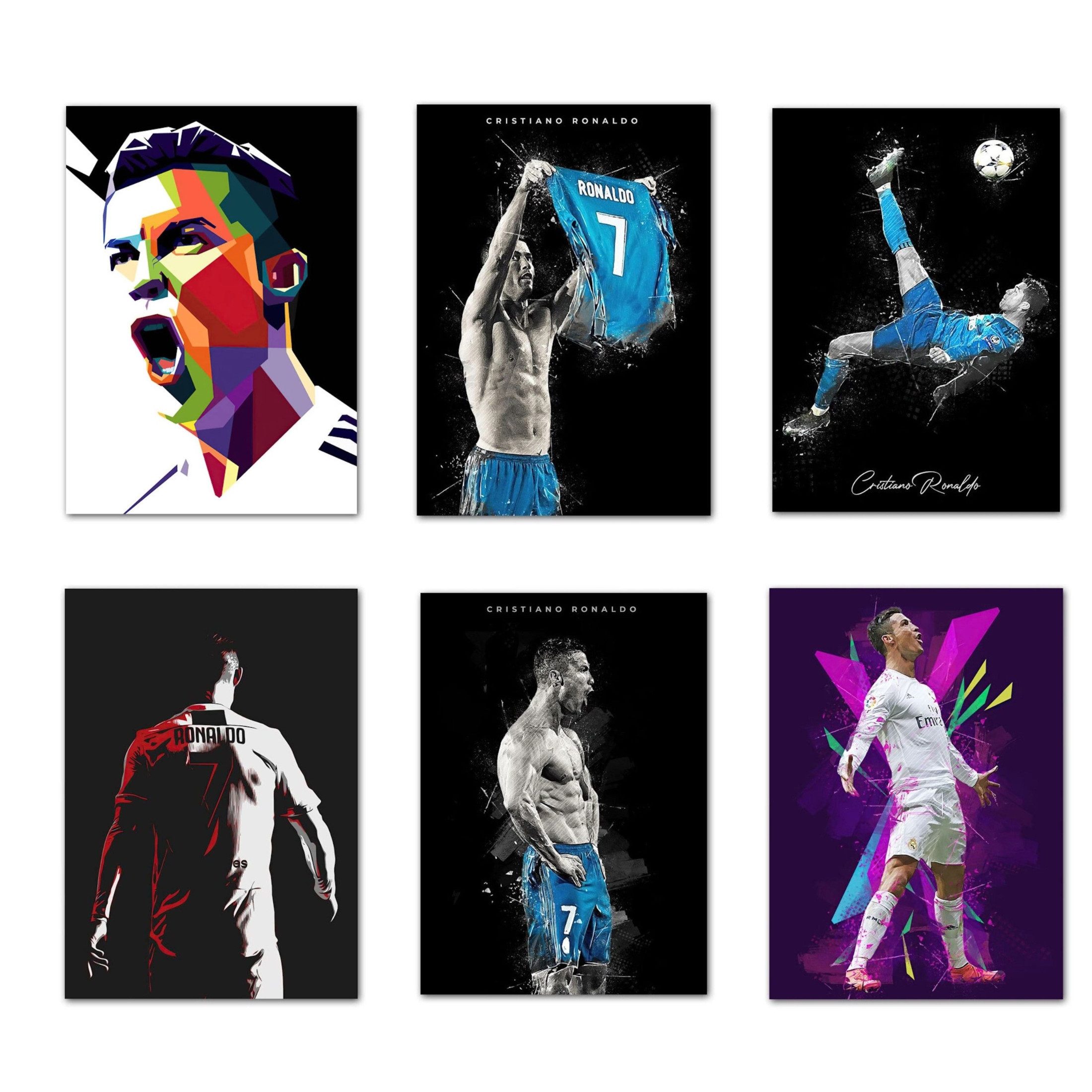 JUSTGOODMOOD Poster Fußball Christiano Ronaldo Jubel mit Pokal als Deko Print ohne Rahmen, D (1 St)
