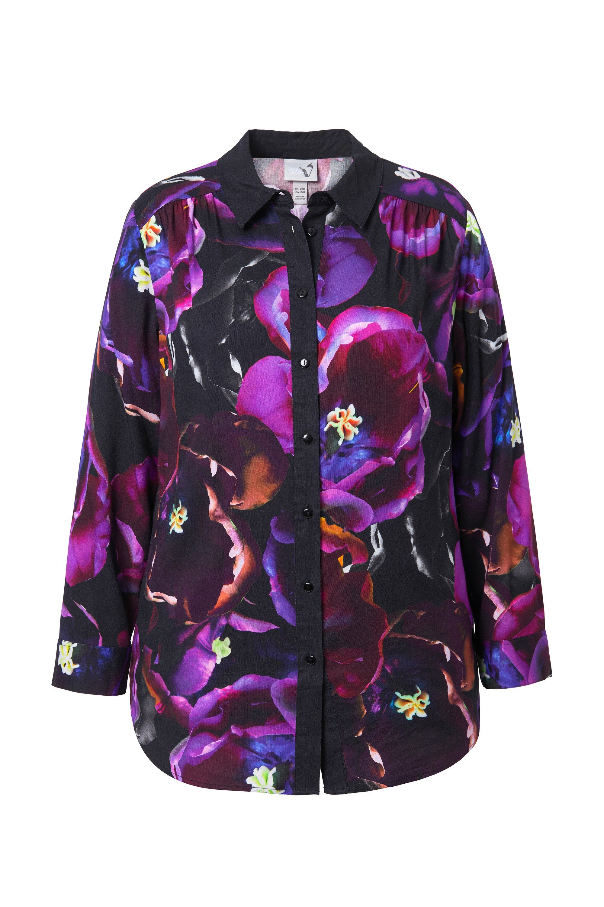 Ulla Popken Hemdbluse Hemdbluse Rosen Hemdkragen günstig online kaufen