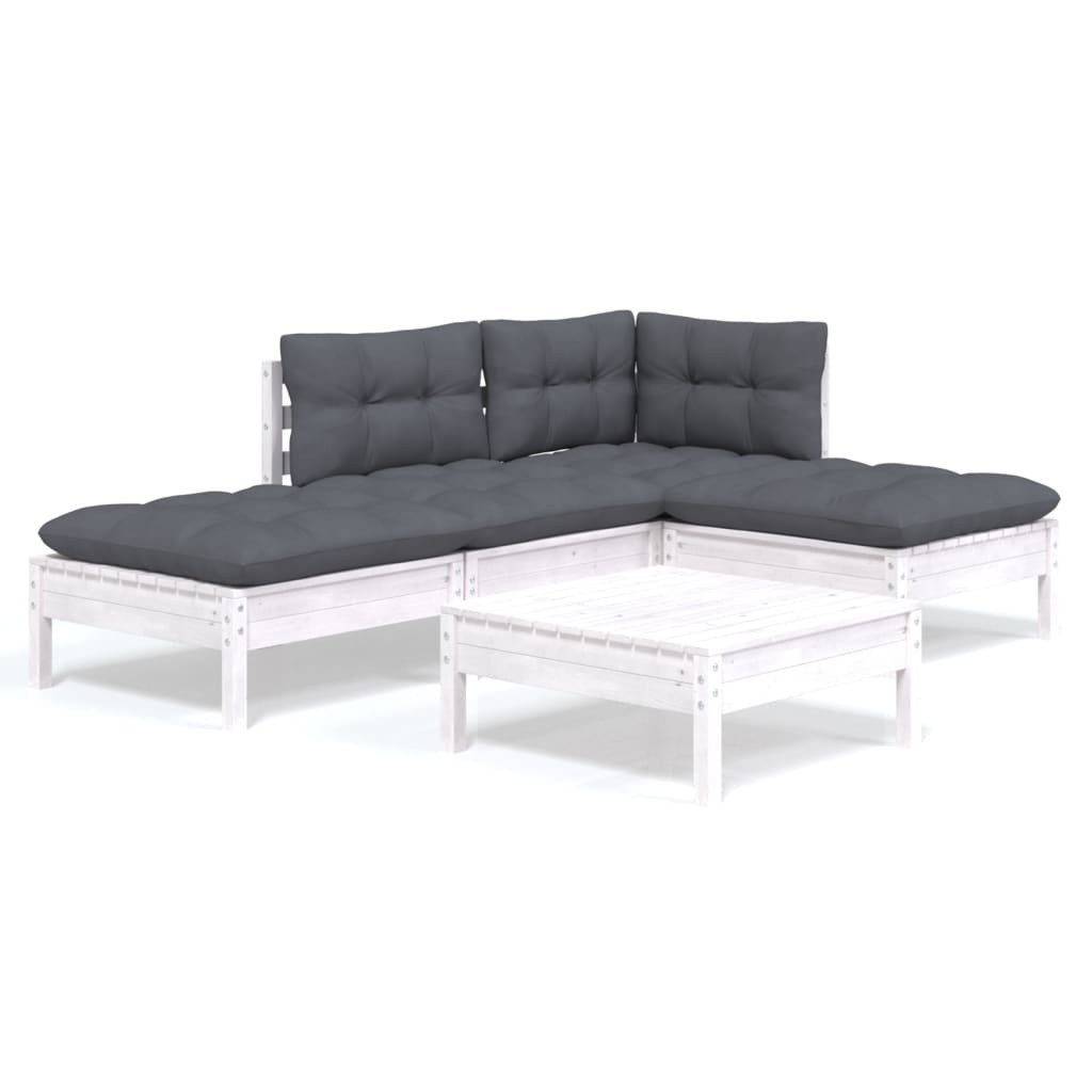 vidaXL Gartenlounge-Set 5-tlg. Garten-Lounge-Set mit Kissen günstig online kaufen