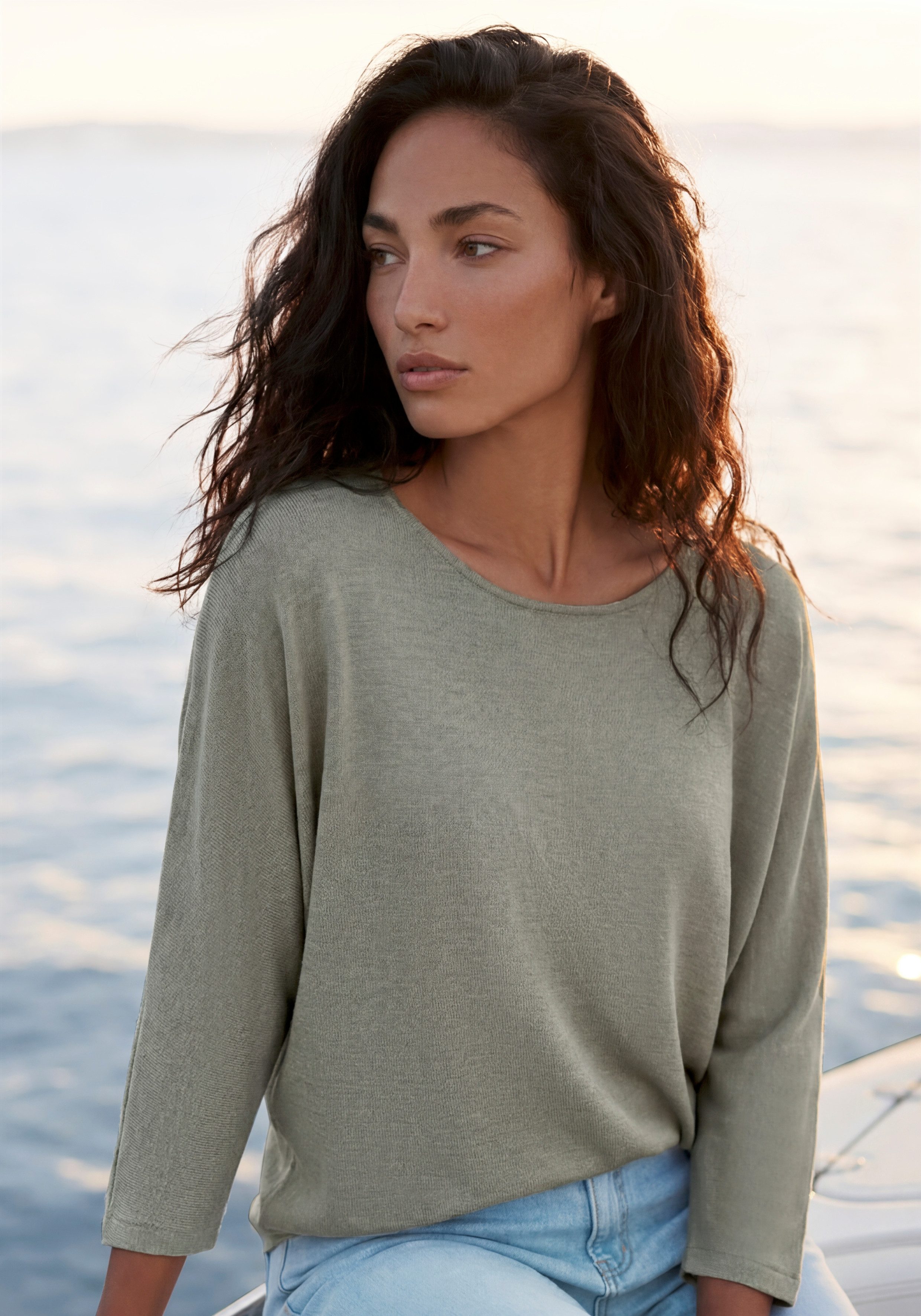 LASCANA 3/4-Arm-Shirt aus elastischem Feinstrick mit Viskose, sommerlich leicht