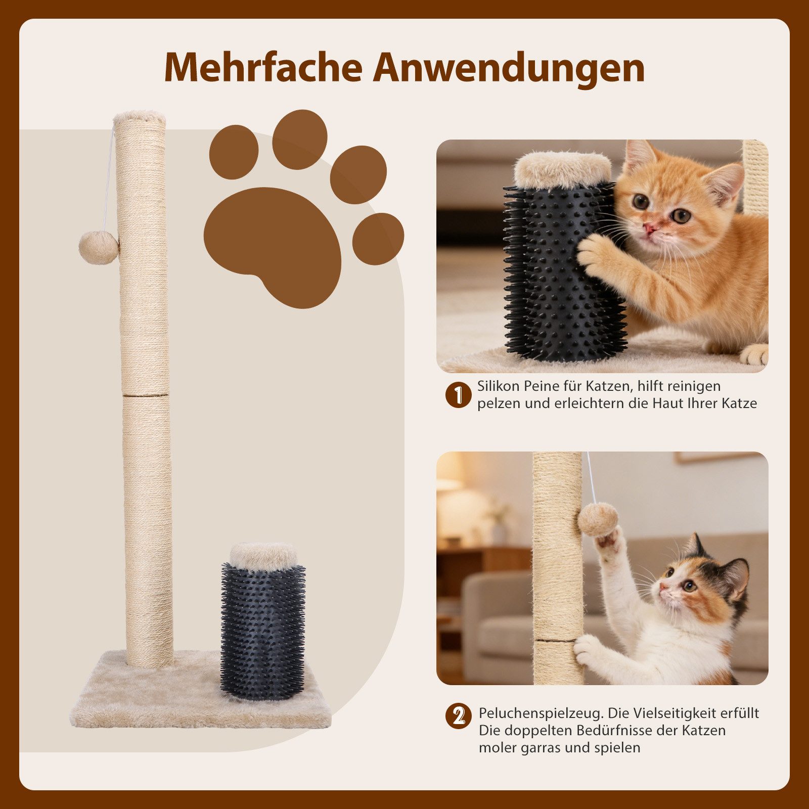 nobleza Kratzsäule Kratzbaum für Katzen Natürlichem Sisalseil Kratzstamm für Katzen