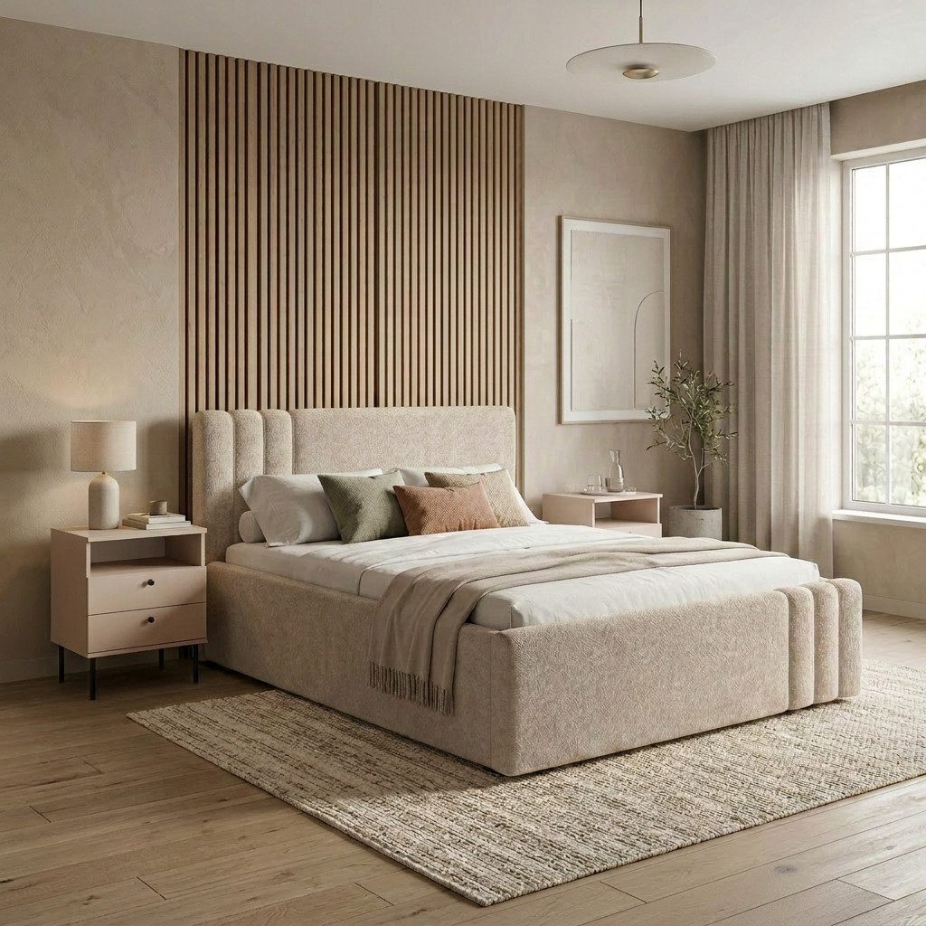 Home affaire Polsterbett AESSIA in 2 Breiten- 160 und 180 cm, mit/ohne Bettkasten, Chenille (2 Varianten- mit/ohne Beleuchtung), Stauraumbett, gepolstertes Kopfteil, ohne Matratze, modernes Design