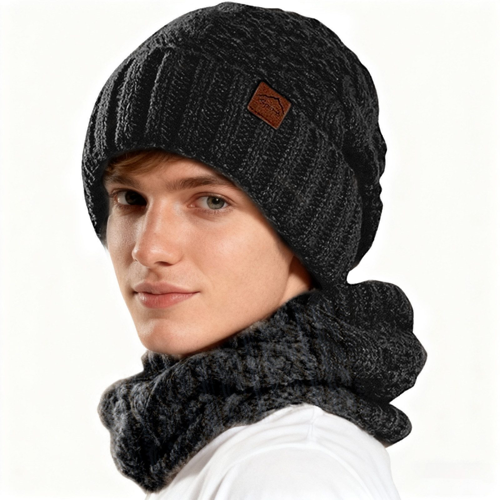 REDOM Strickmütze Winter Mützen- und Schalset Wintermütze (Warm gefüttert w günstig online kaufen