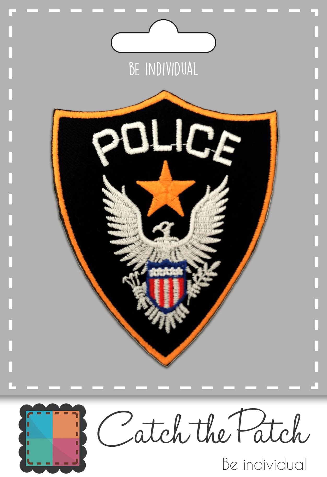 Catch the Patch Aufnäher Bügelbild, Aufbügler, Applikationen, Patches, Flicken, zum aufbügeln, Polyester, Police Polizei Logo - Größe: 7 x 8,8 cm