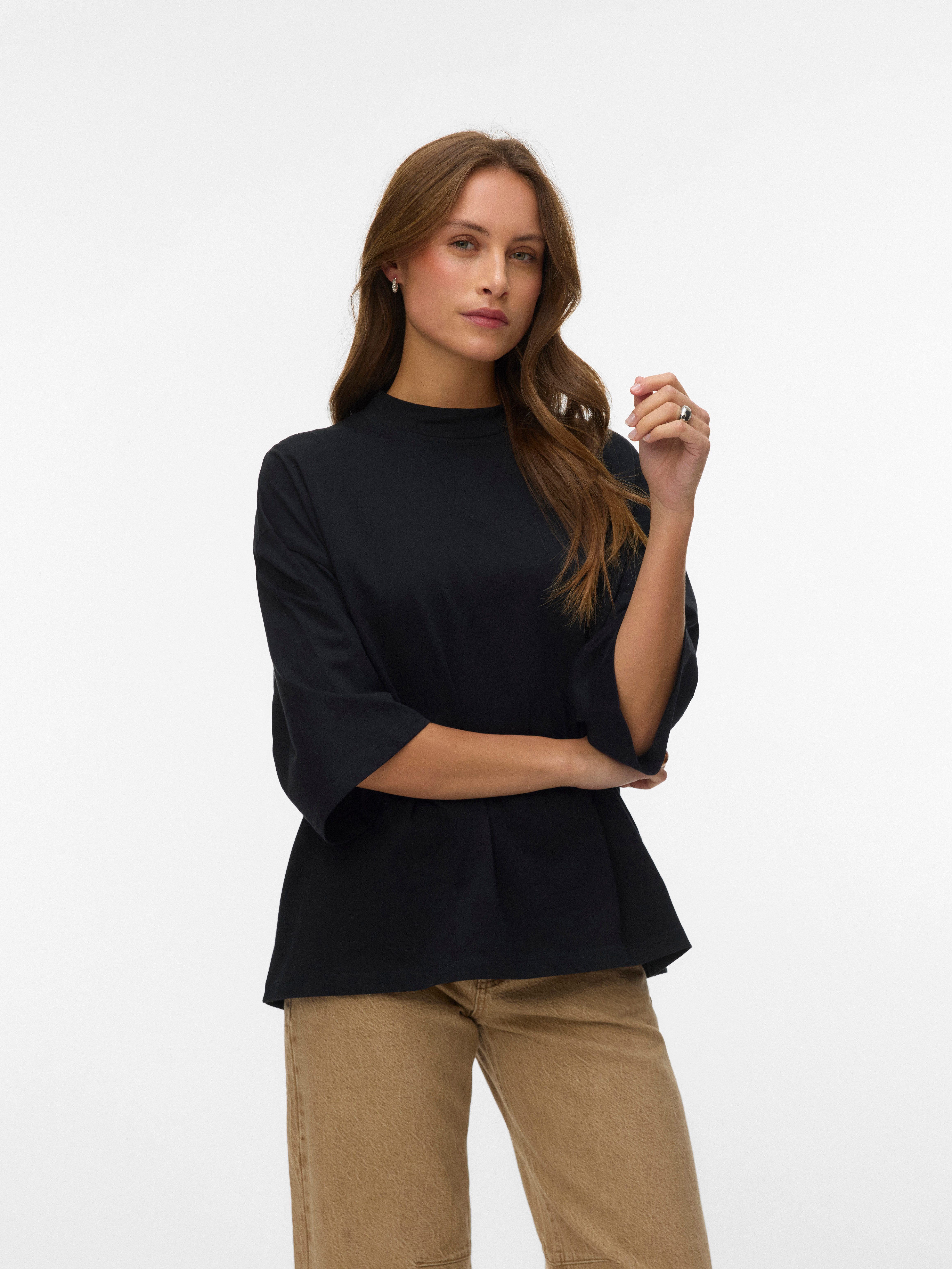 Vero Moda Kurzarmshirt VMMOLLY 3/4 TOP JRS NOOS Baumwolle, loose fit günstig online kaufen